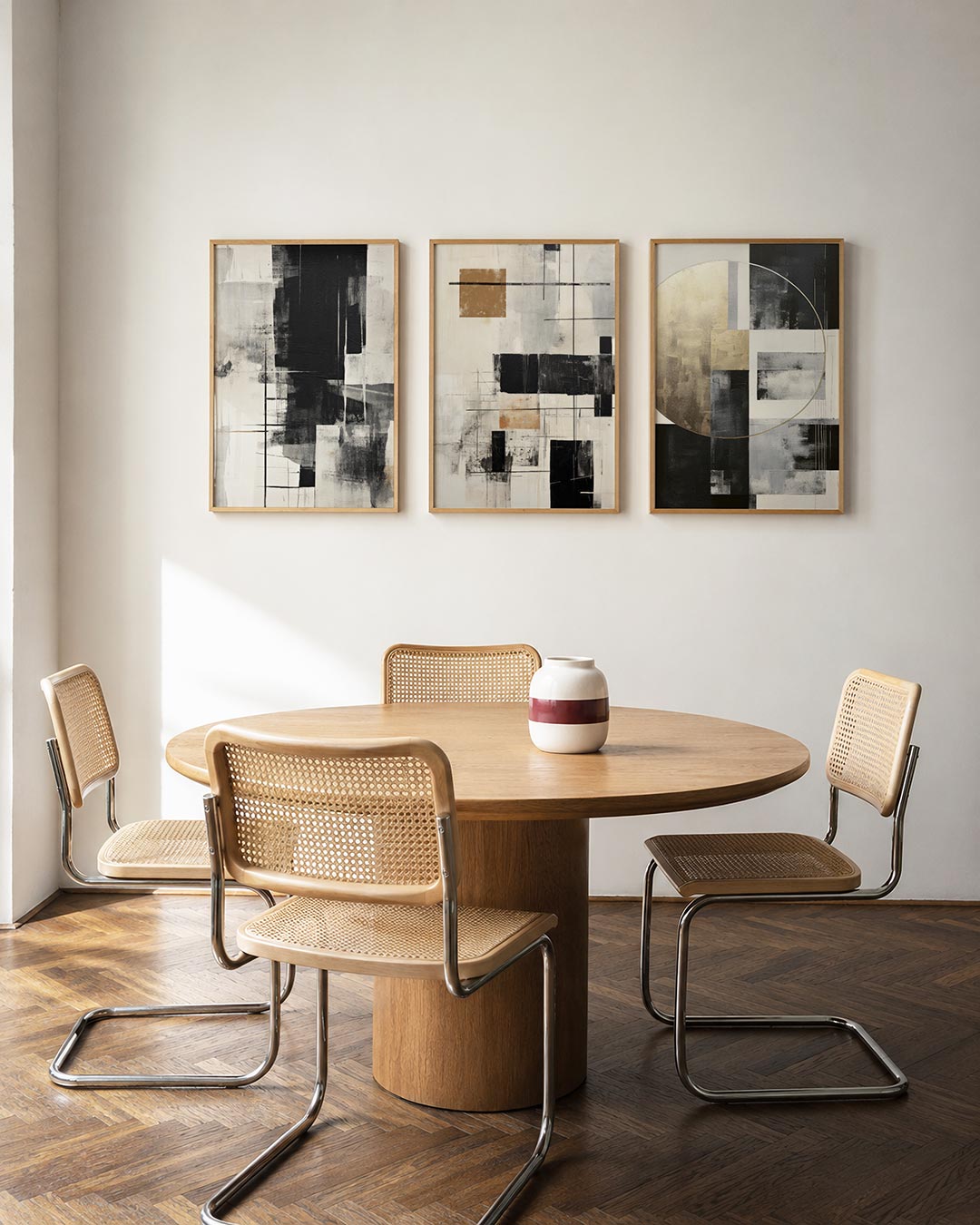 Zwart wit lijnenspel Posterset