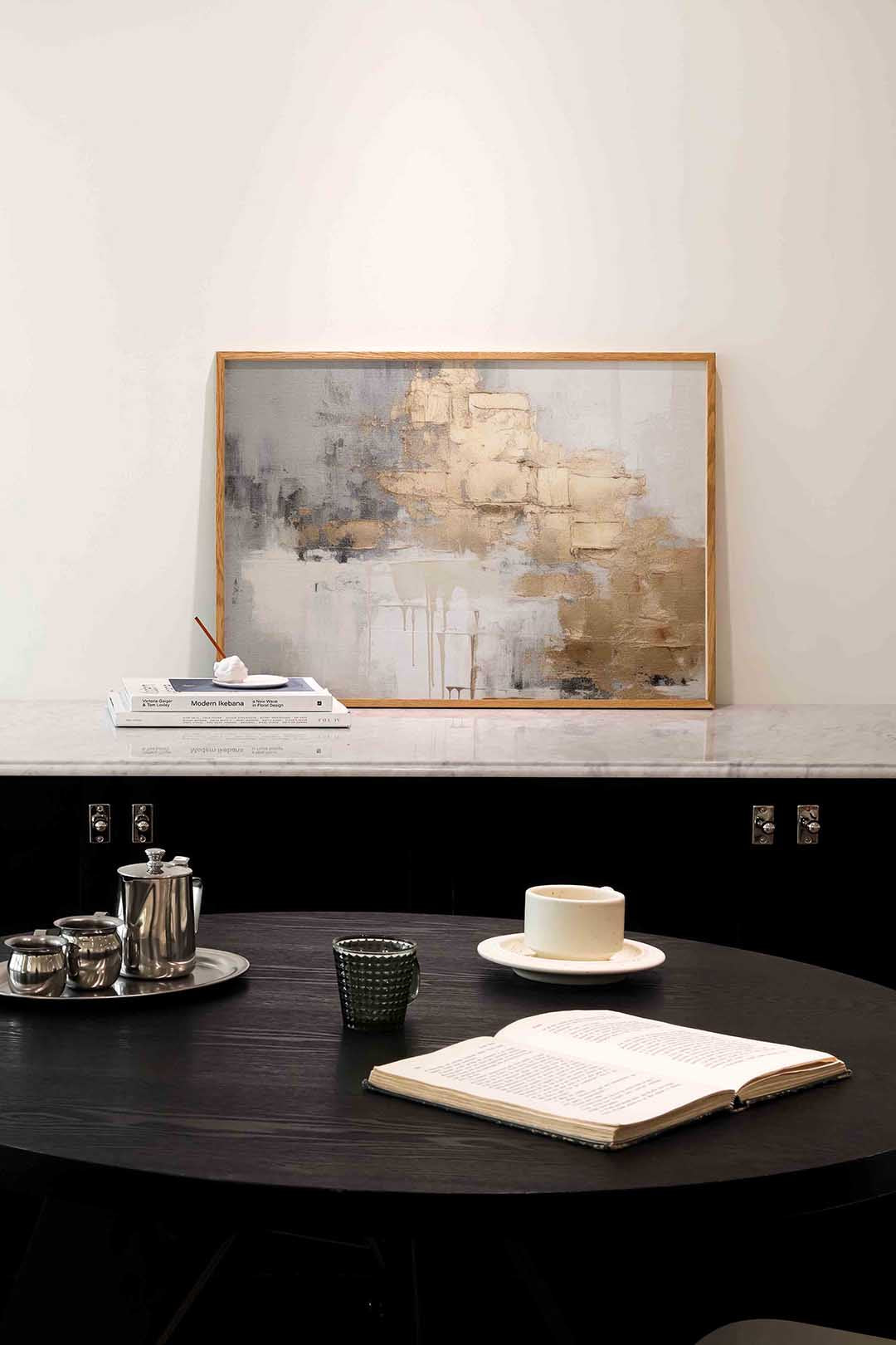 Abstracte beige en grijze textuur Poster