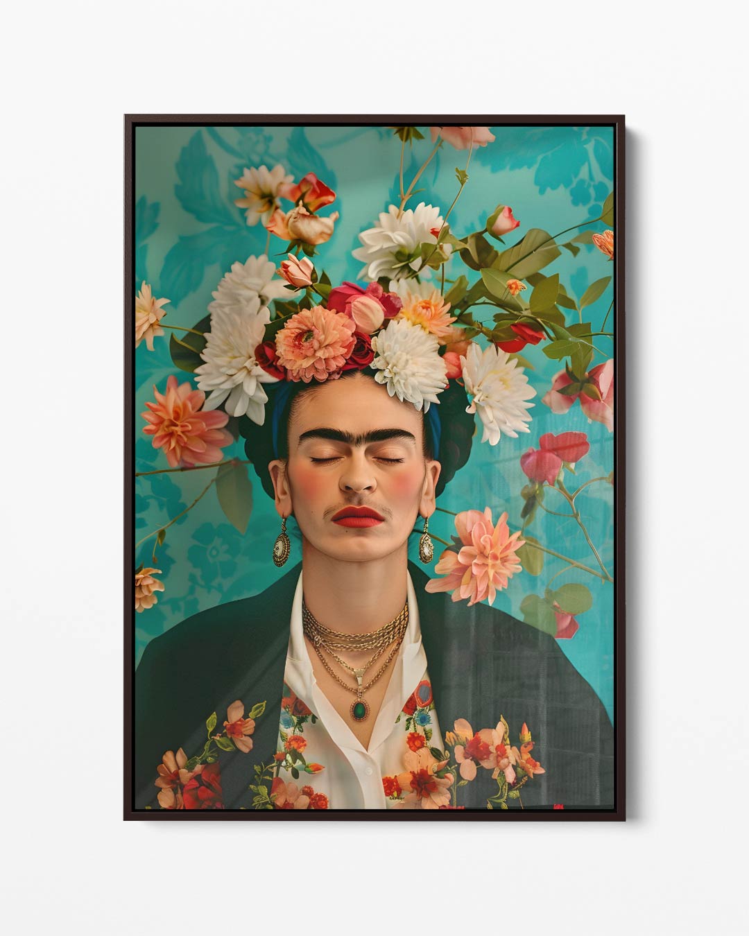 Bloemrijke Portretpracht Kunstwerk-canvas-dibond-plexiglas-wanddecoratie-WallArtistic