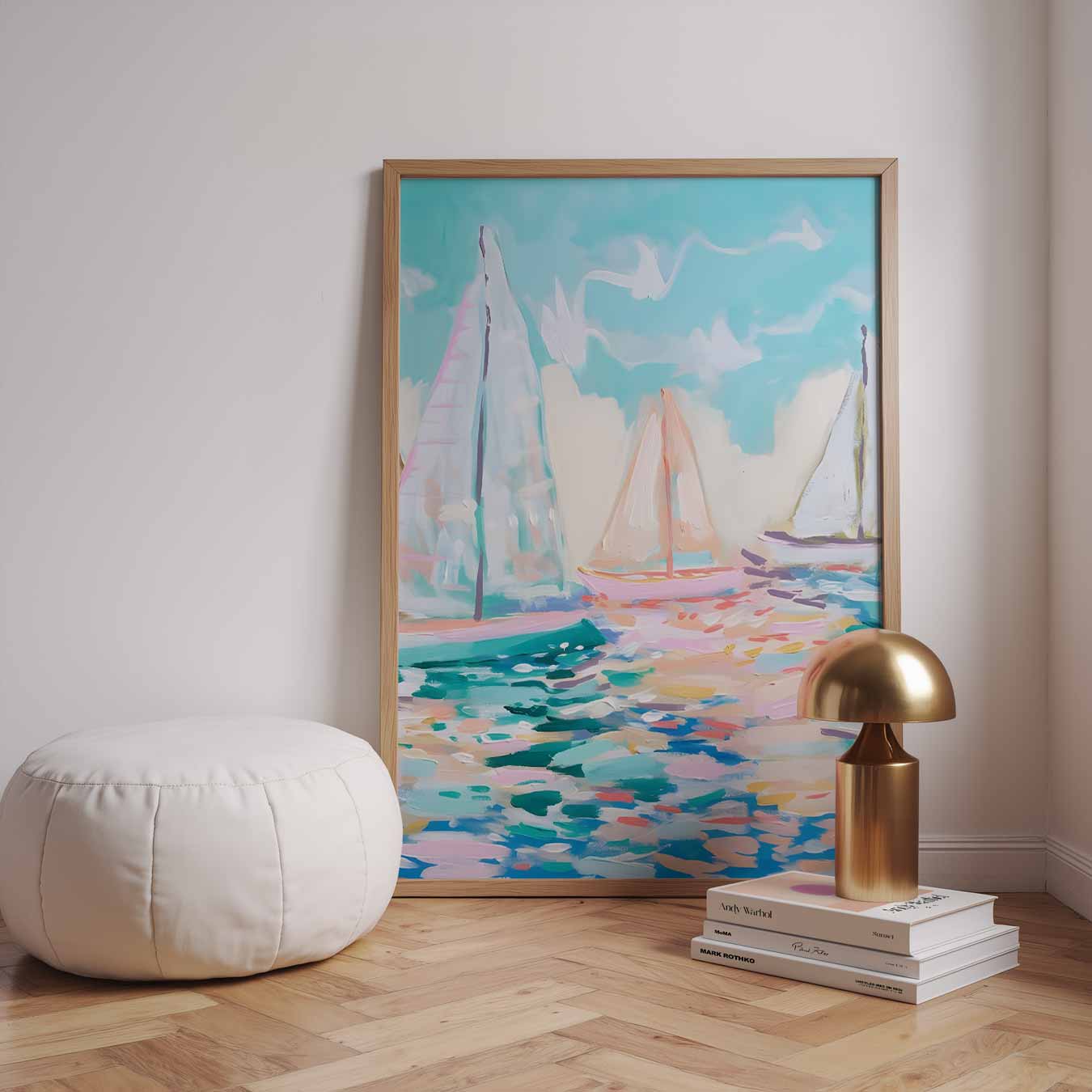 Zomerzeilingen op Blauwe Zee Poster