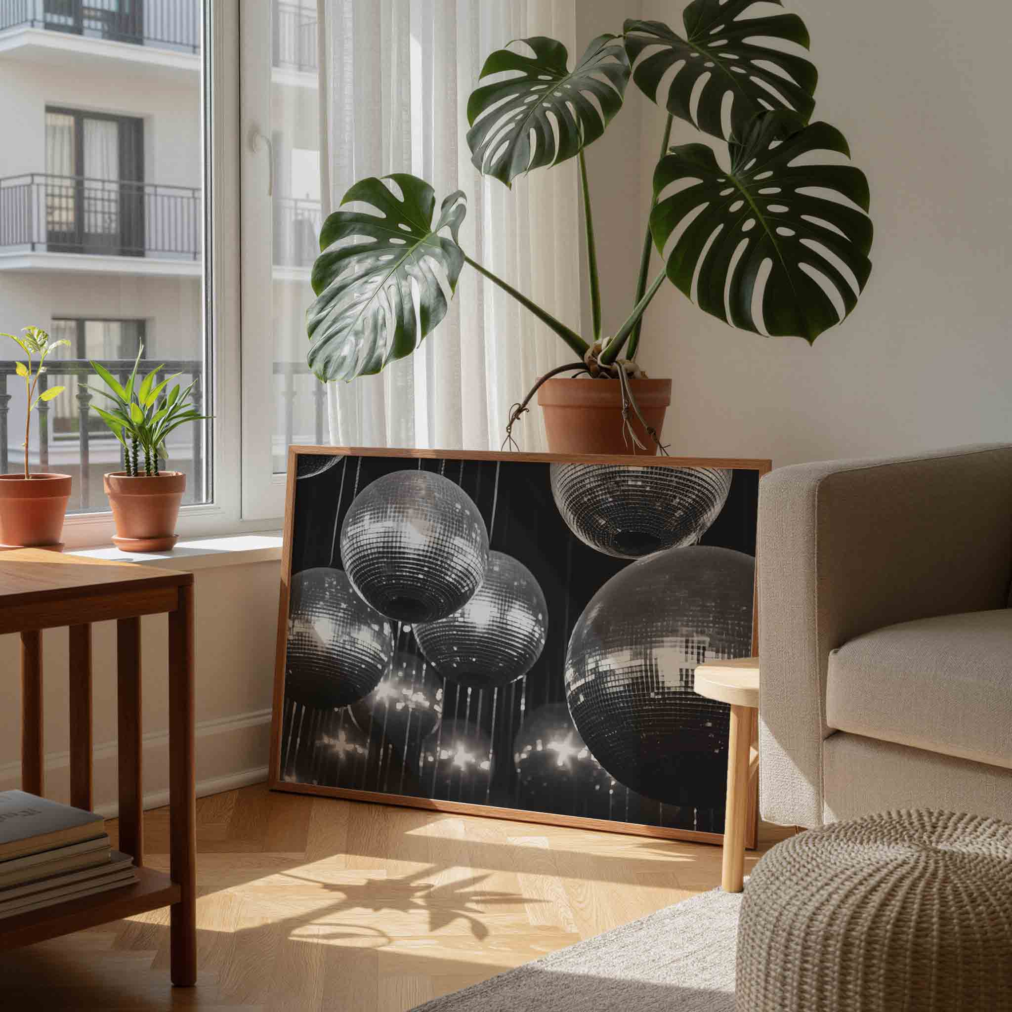 Glinsterende discoballen Poster