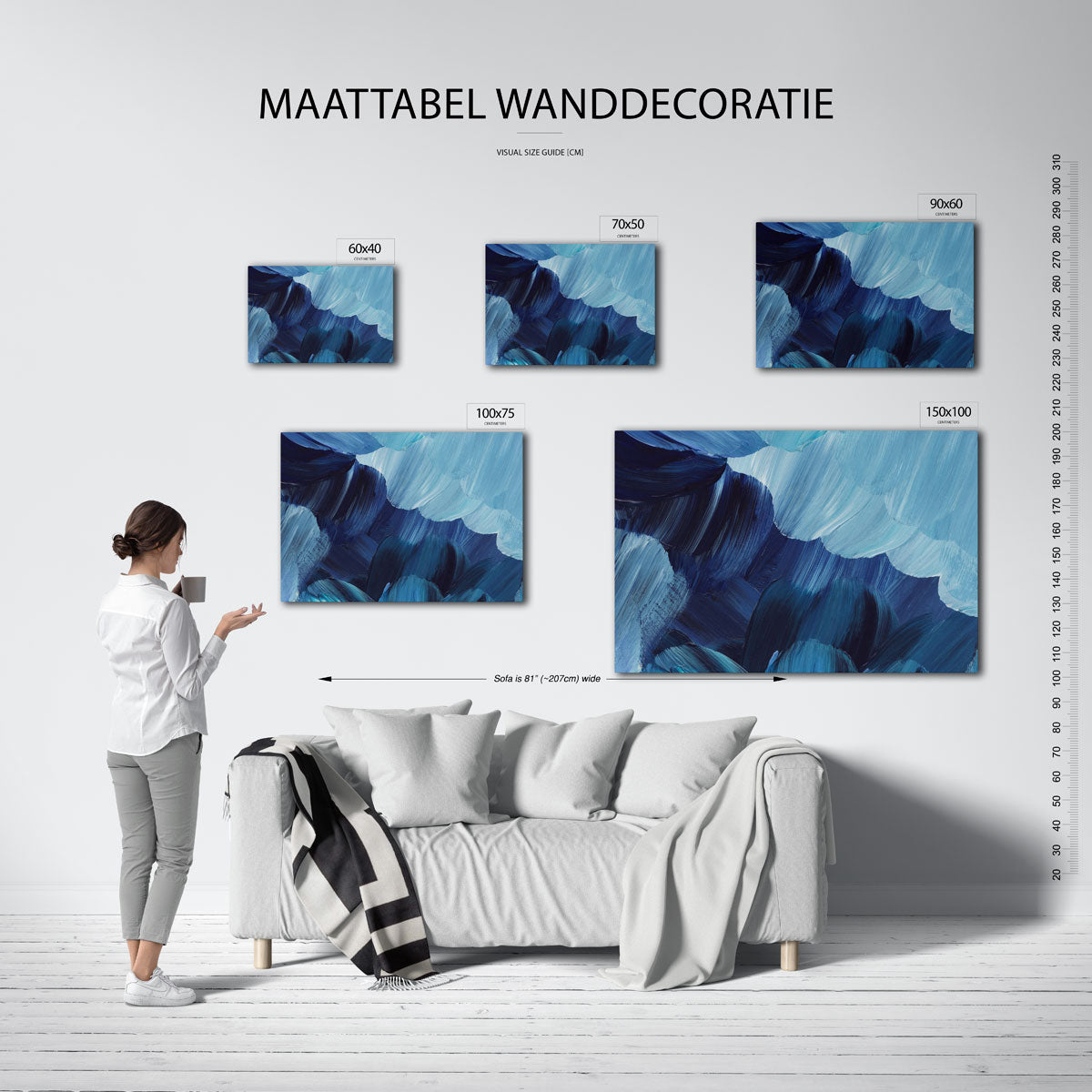 Golvende blauwe vormen Kunstwerk