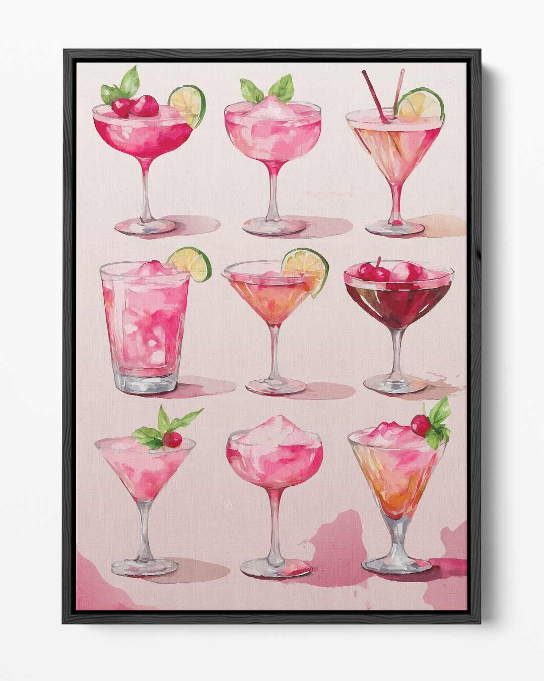 Verfrissende Cocktail Illustraties Kunstwerk-canvas-dibond-plexiglas-wanddecoratie-WallArtistic