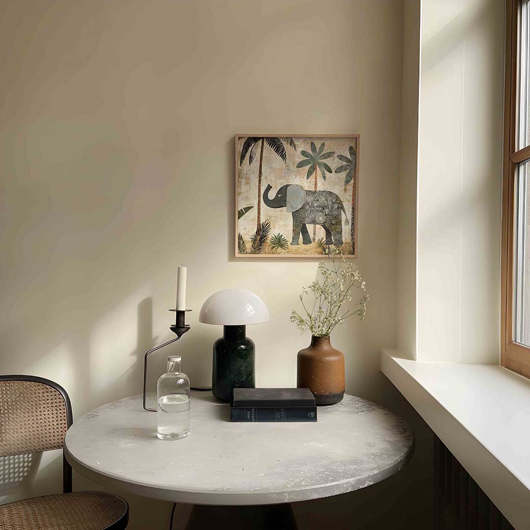 Olifant en palmbomen Poster