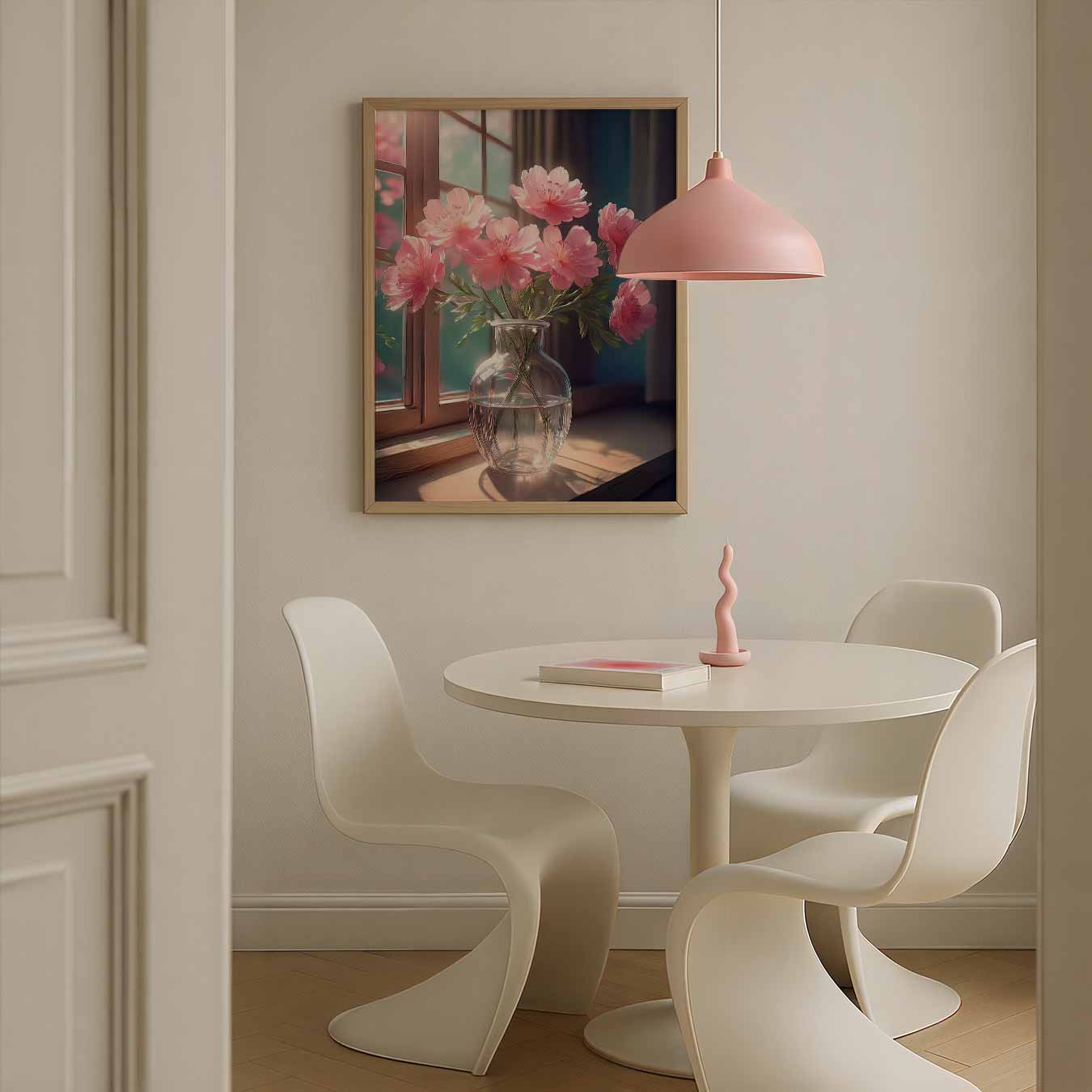Romantische Bloemen bij het Raam Poster