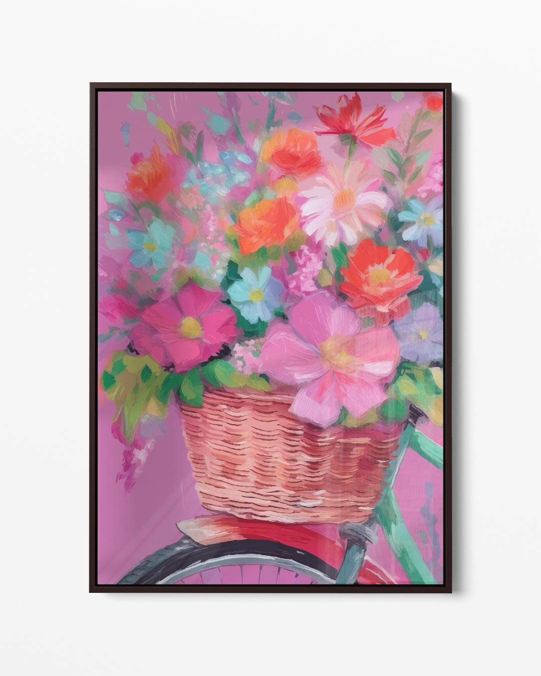 Bloemen in Fietsmand Kunstwerk-canvas-dibond-plexiglas-wanddecoratie-WallArtistic