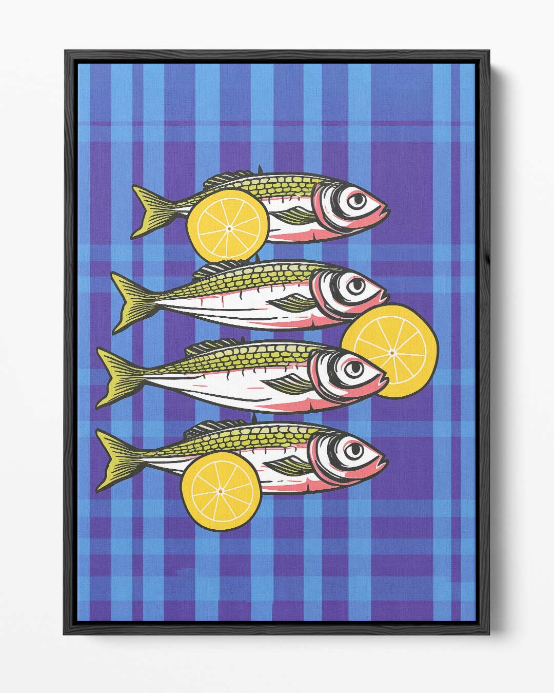 Vrolijke Vissen Met Citroen Kunstwerk-canvas-dibond-plexiglas-wanddecoratie-WallArtistic