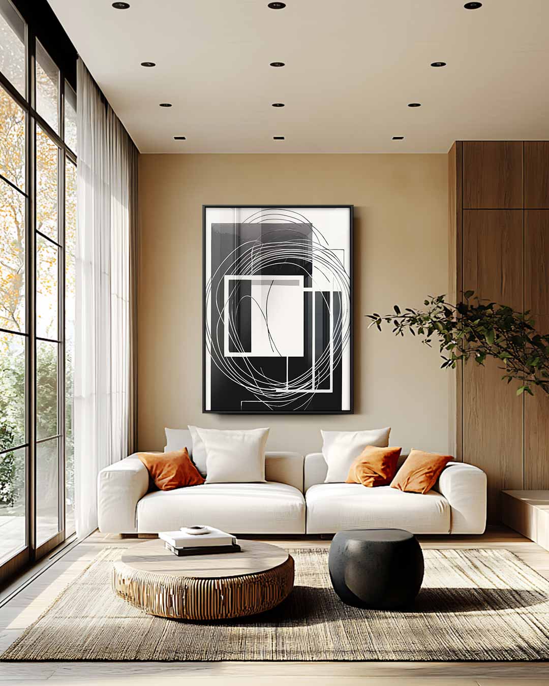 Abstracte Zwart-Wit Harmonie Kunstwerk-canvas-dibond-plexiglas-wanddecoratie-WallArtistic