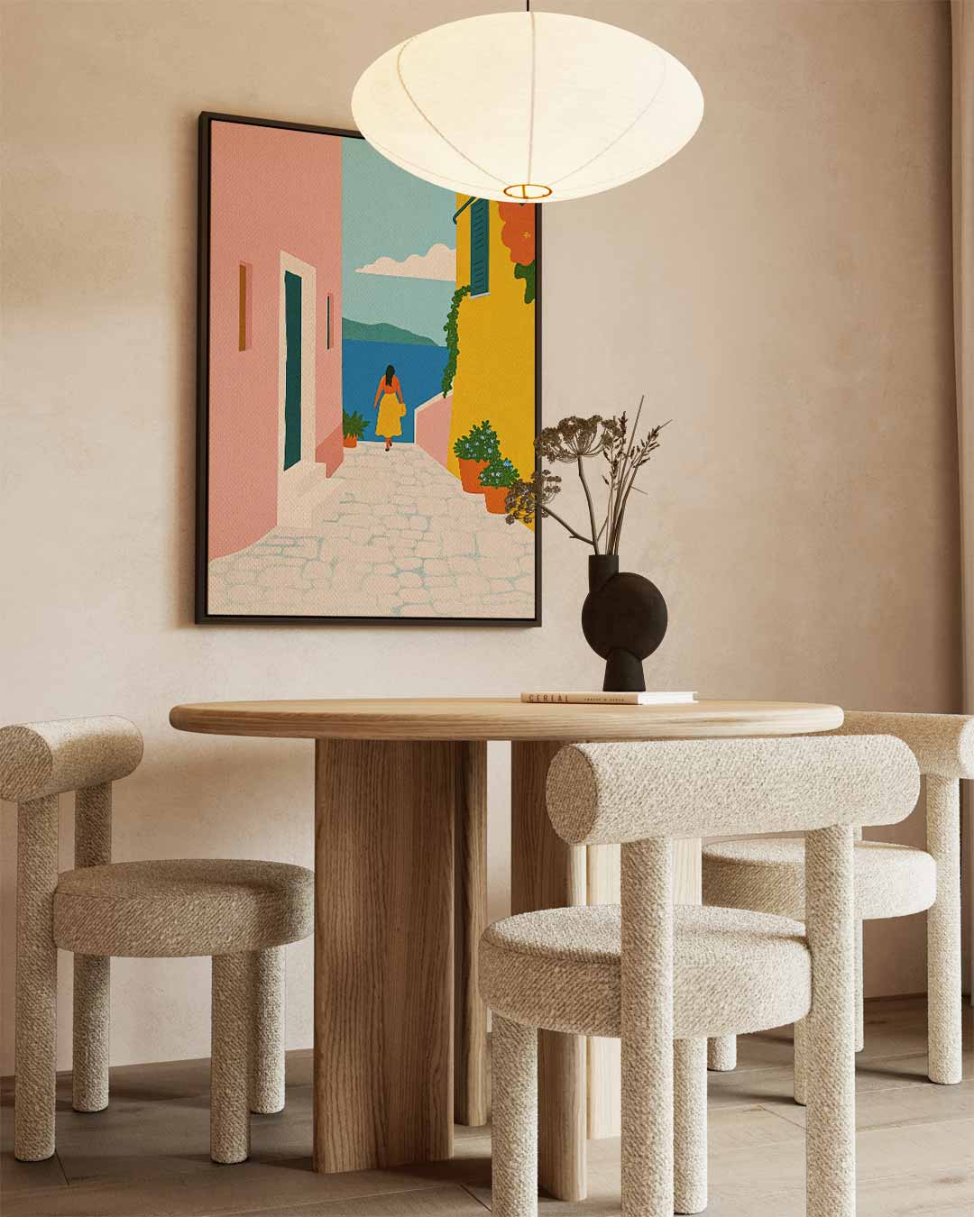 Zonnige Straat aan de Zee Kunstwerk-canvas-dibond-plexiglas-wanddecoratie-WallArtistic