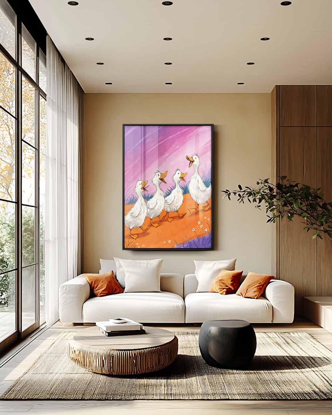 Eendjes op Avontuur Kunstwerk-canvas-dibond-plexiglas-wanddecoratie-WallArtistic