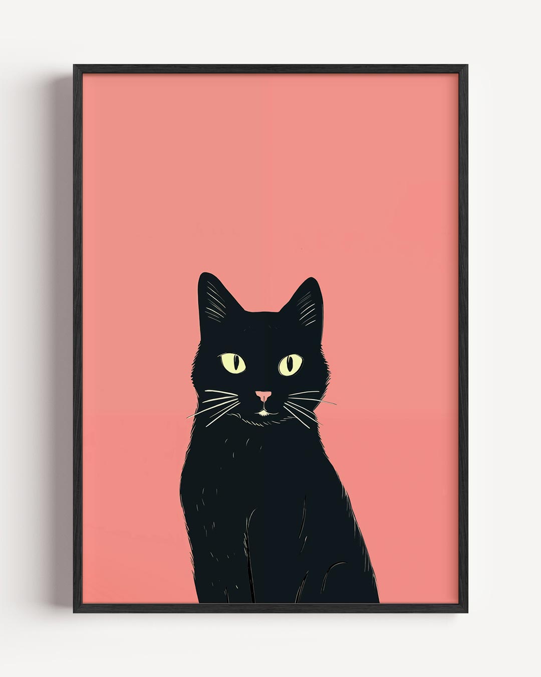 Schattige Kat op Roze Achtergrond Poster-WallArtistic