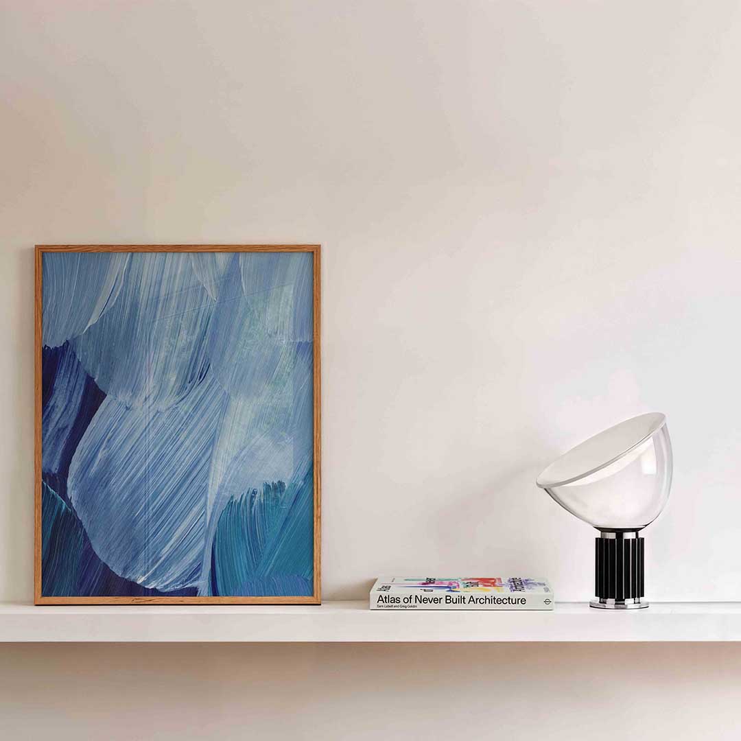 Blauwe penseelstreken Poster
