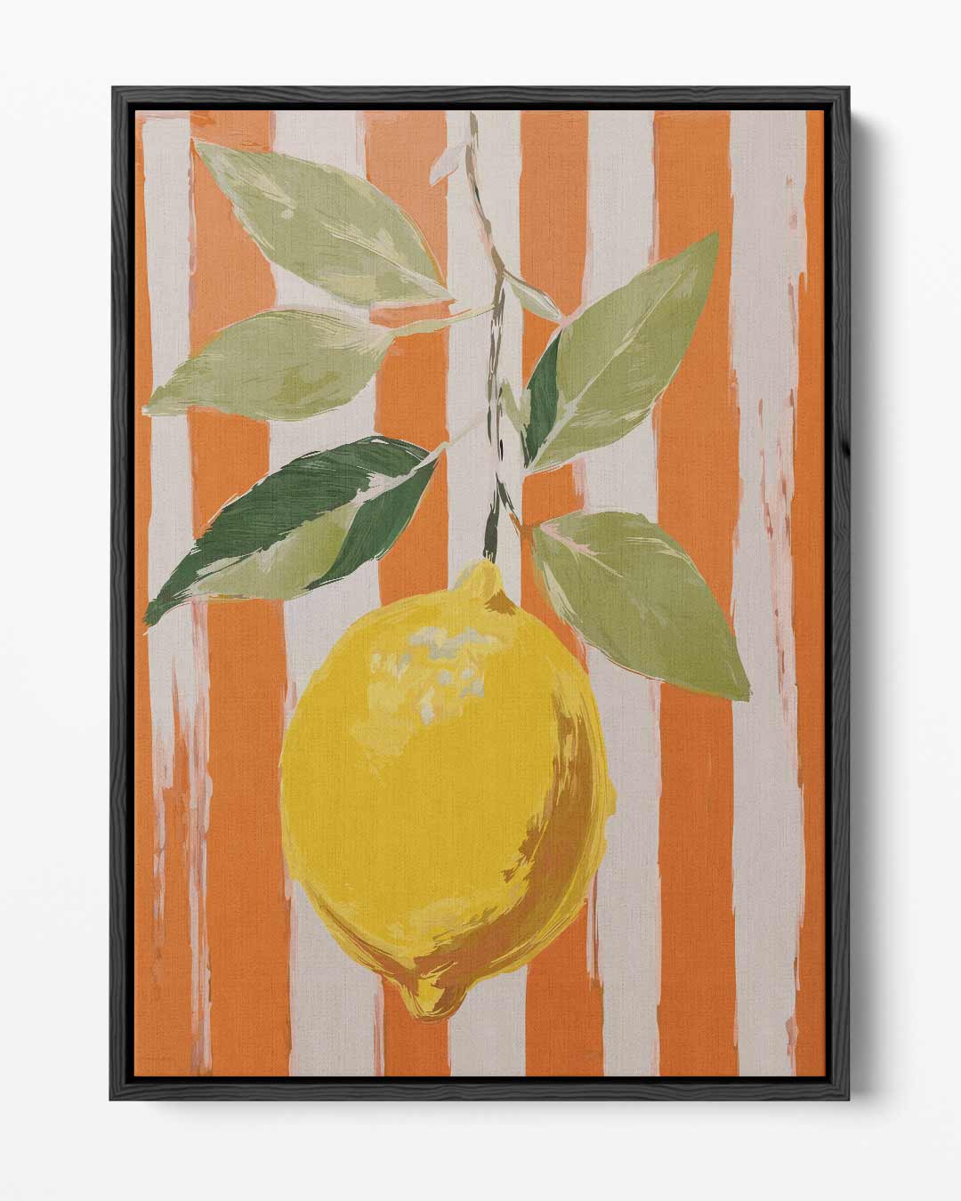 Frisse Citroen op Oranje Kunstwerk-canvas-dibond-plexiglas-wanddecoratie-WallArtistic