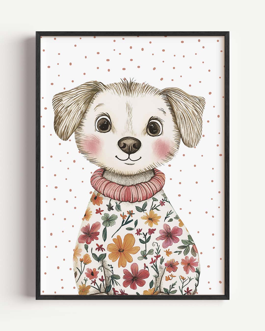 Schattige Puppy in Bloemen Trui Poster
