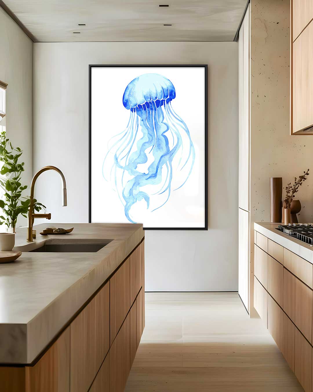 Dromerige Kwallen in Blauw Kunstwerk-canvas-dibond-plexiglas-wanddecoratie-WallArtistic