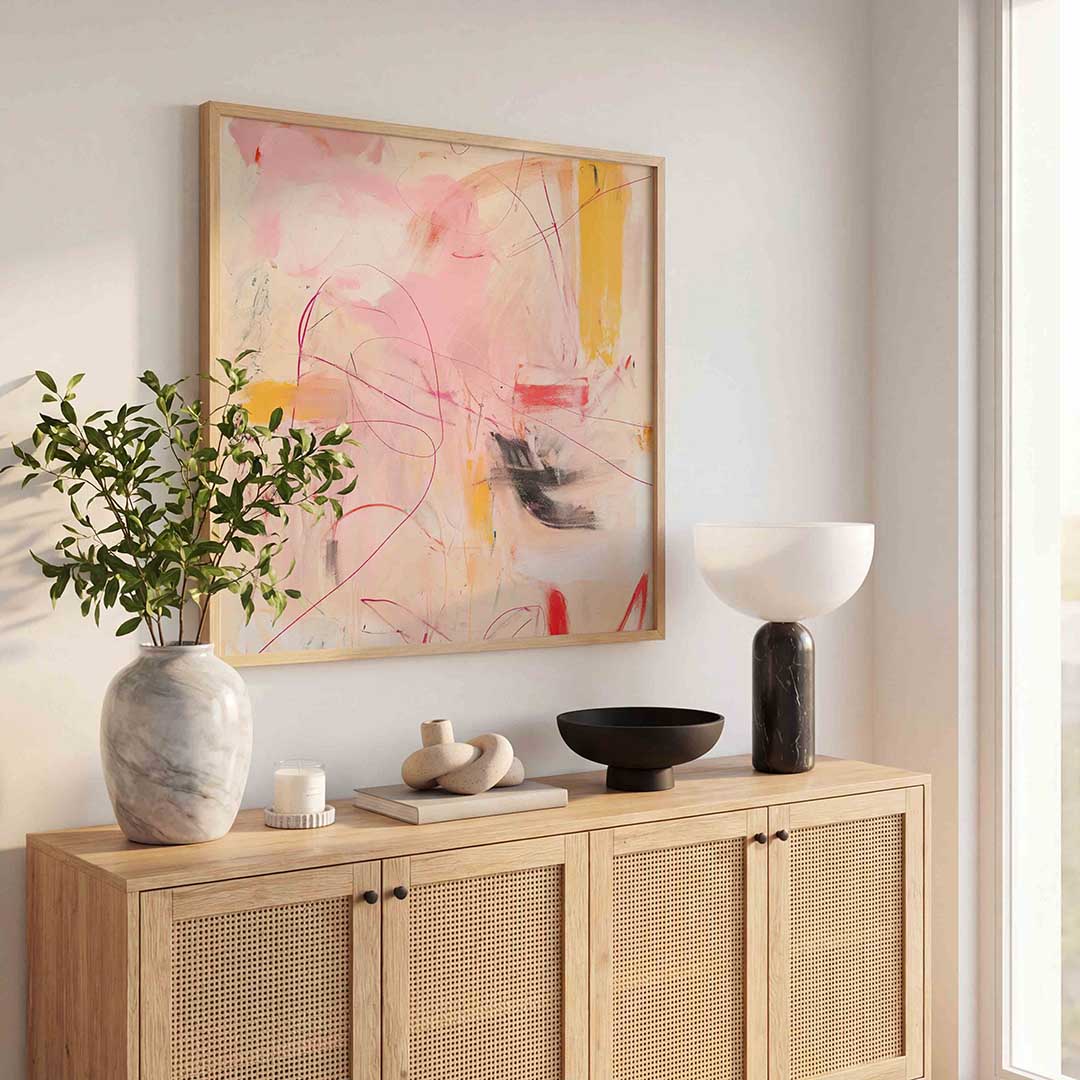 Abstracte roze en gele Poster