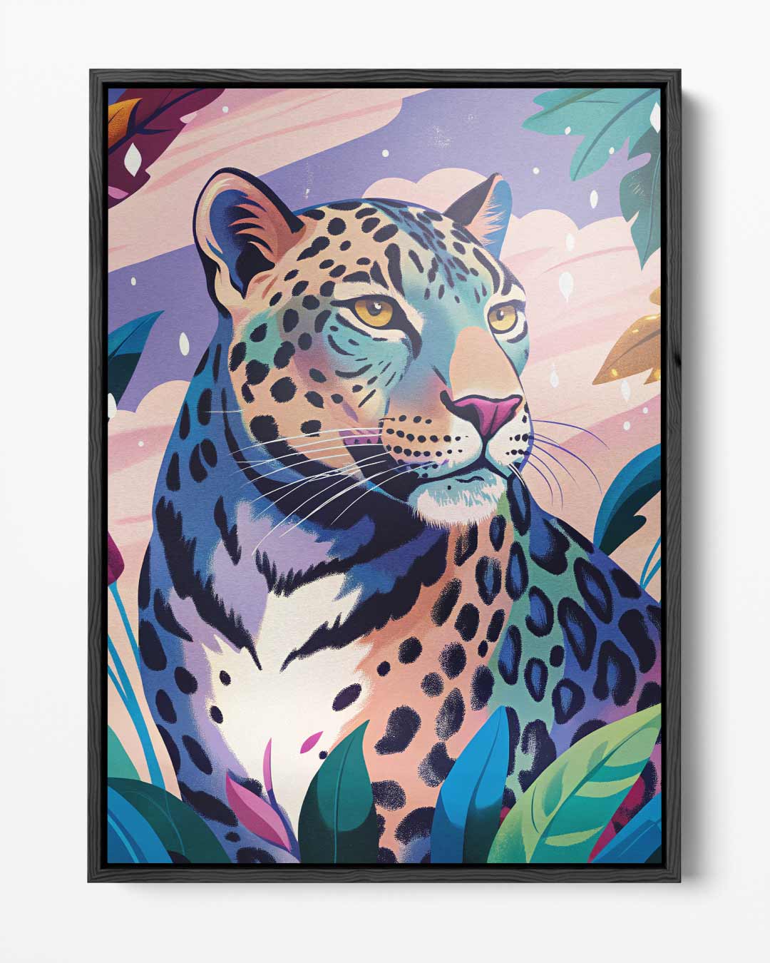 Kleurrijke Luipaard in de Jungle Kunstwerk-canvas-dibond-plexiglas-wanddecoratie-WallArtistic