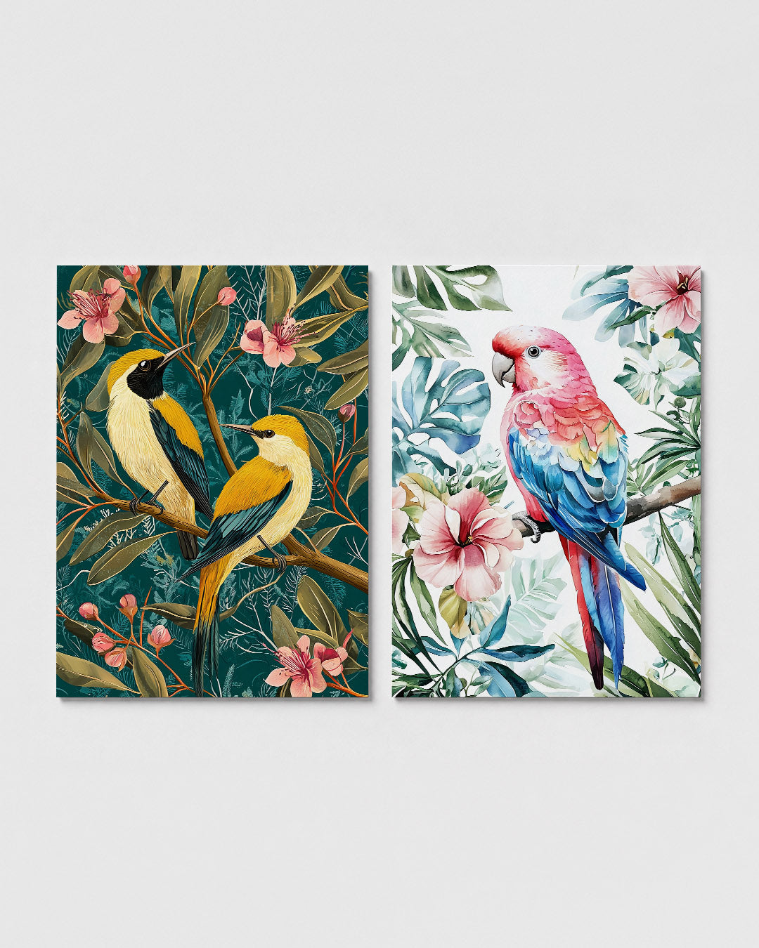 Vogels en bloemen Posterset