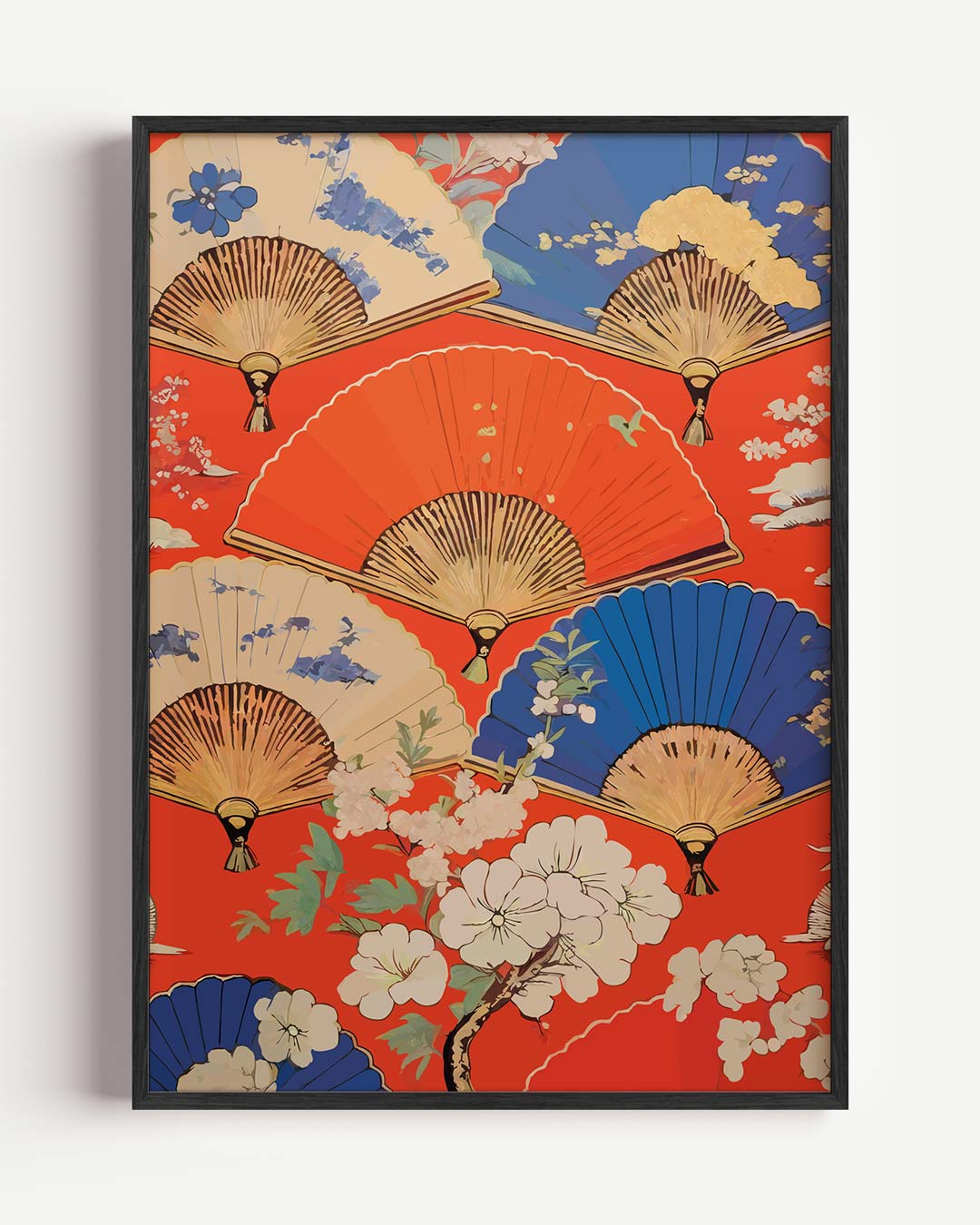 Kleurrijke Waaier en Bloemen Poster