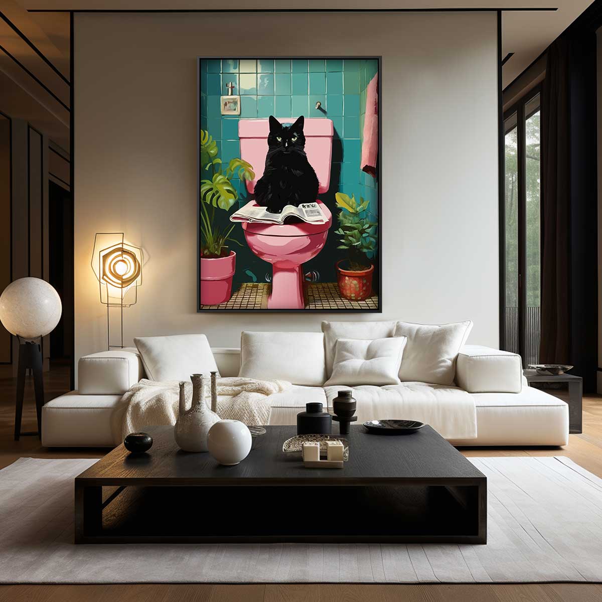 Kat op de Troon Kunstwerk-canvas-dibond-plexiglas-wanddecoratie-WallArtistic