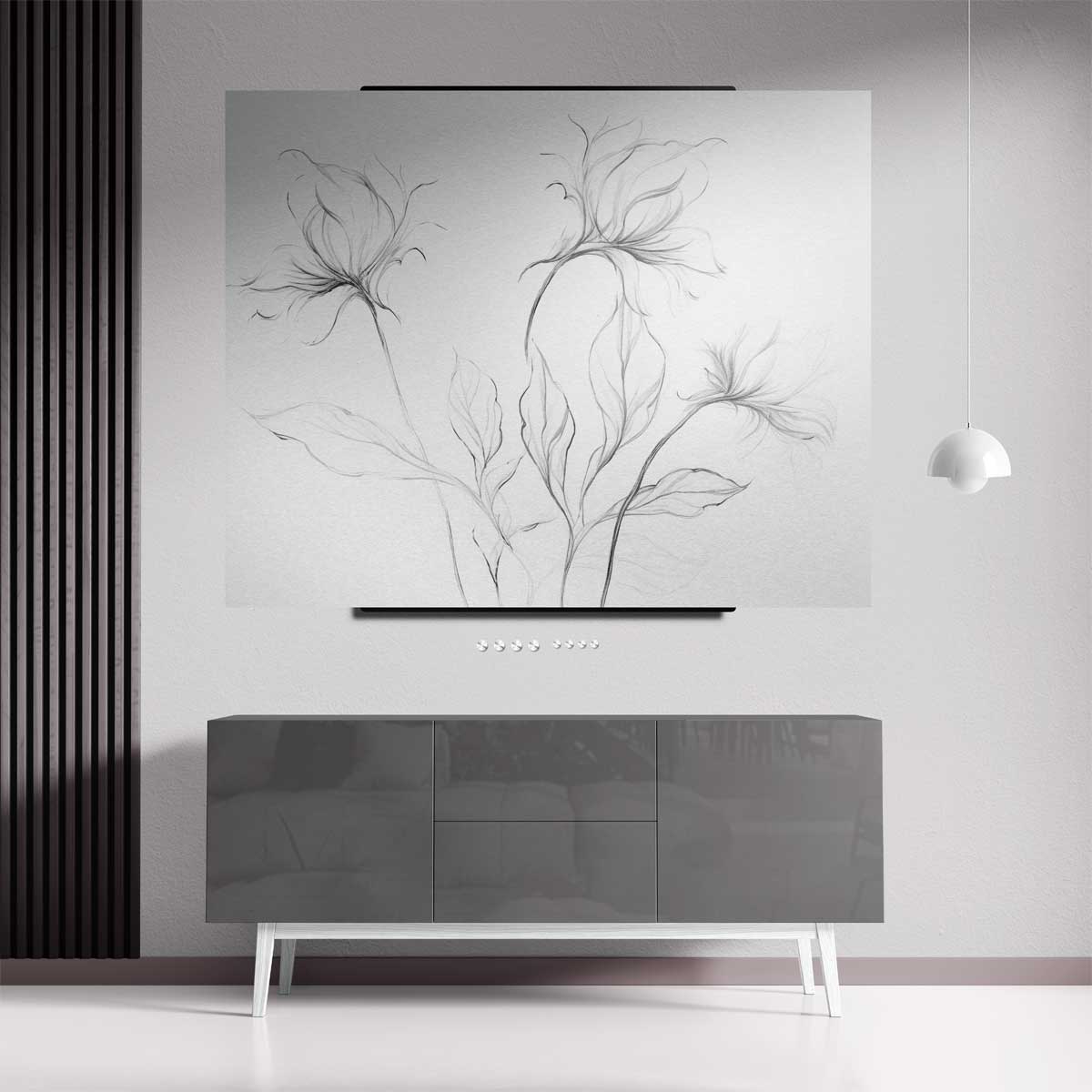 Elegante Bloemschets Kunstwerk-canvas-dibond-plexiglas-wanddecoratie-WallArtistic