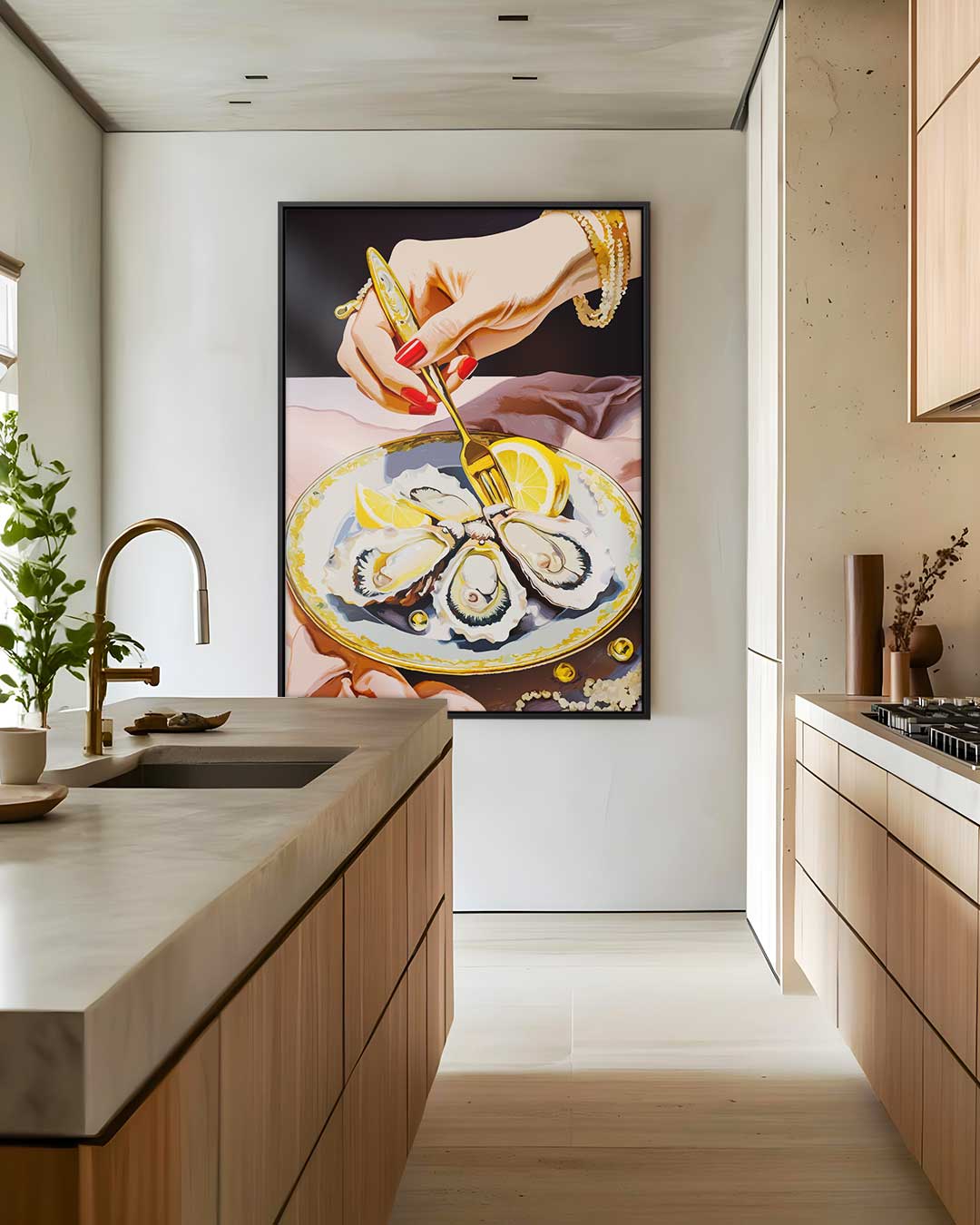 Luxe Oestermaaltijd Schilderij Kunstwerk-canvas-dibond-plexiglas-wanddecoratie-WallArtistic