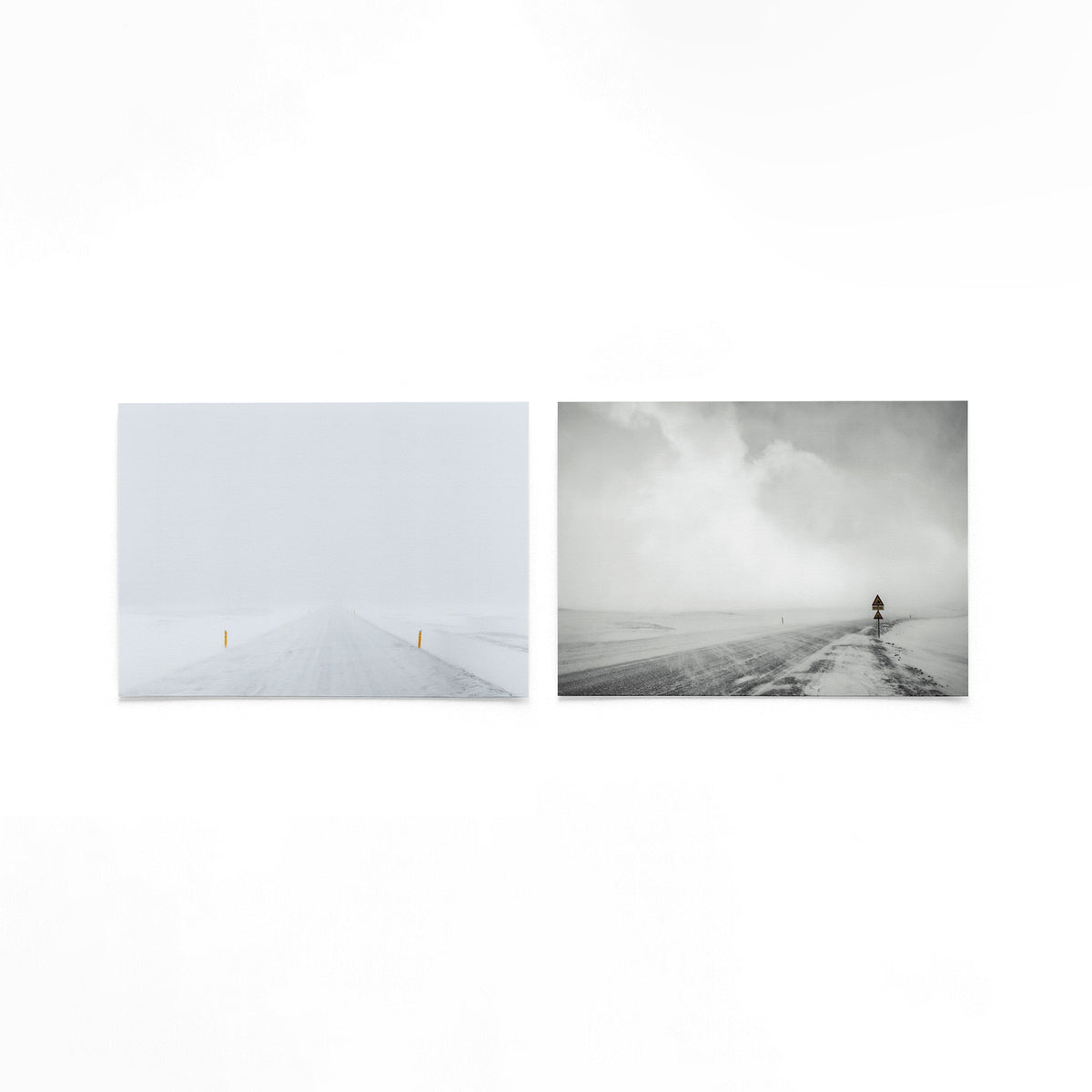 Productfoto van twee liggende posters met wegen in de sneeuw – Gerald Emming