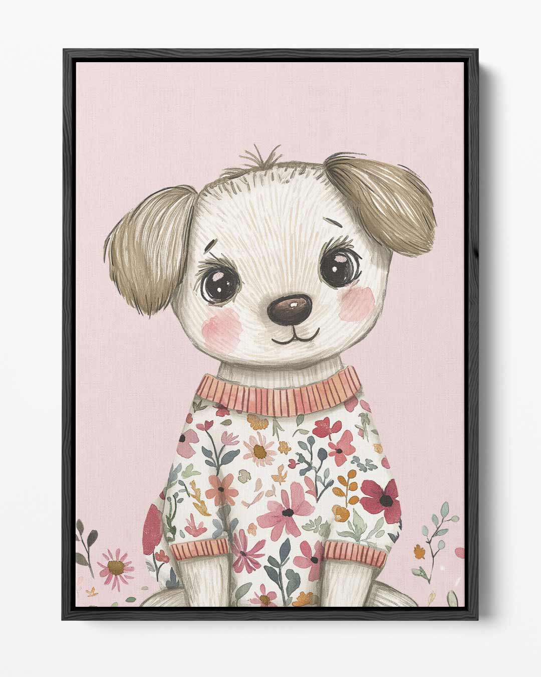 Schattig Bloemenhondje Kunstwerk-canvas-dibond-plexiglas-wanddecoratie-WallArtistic