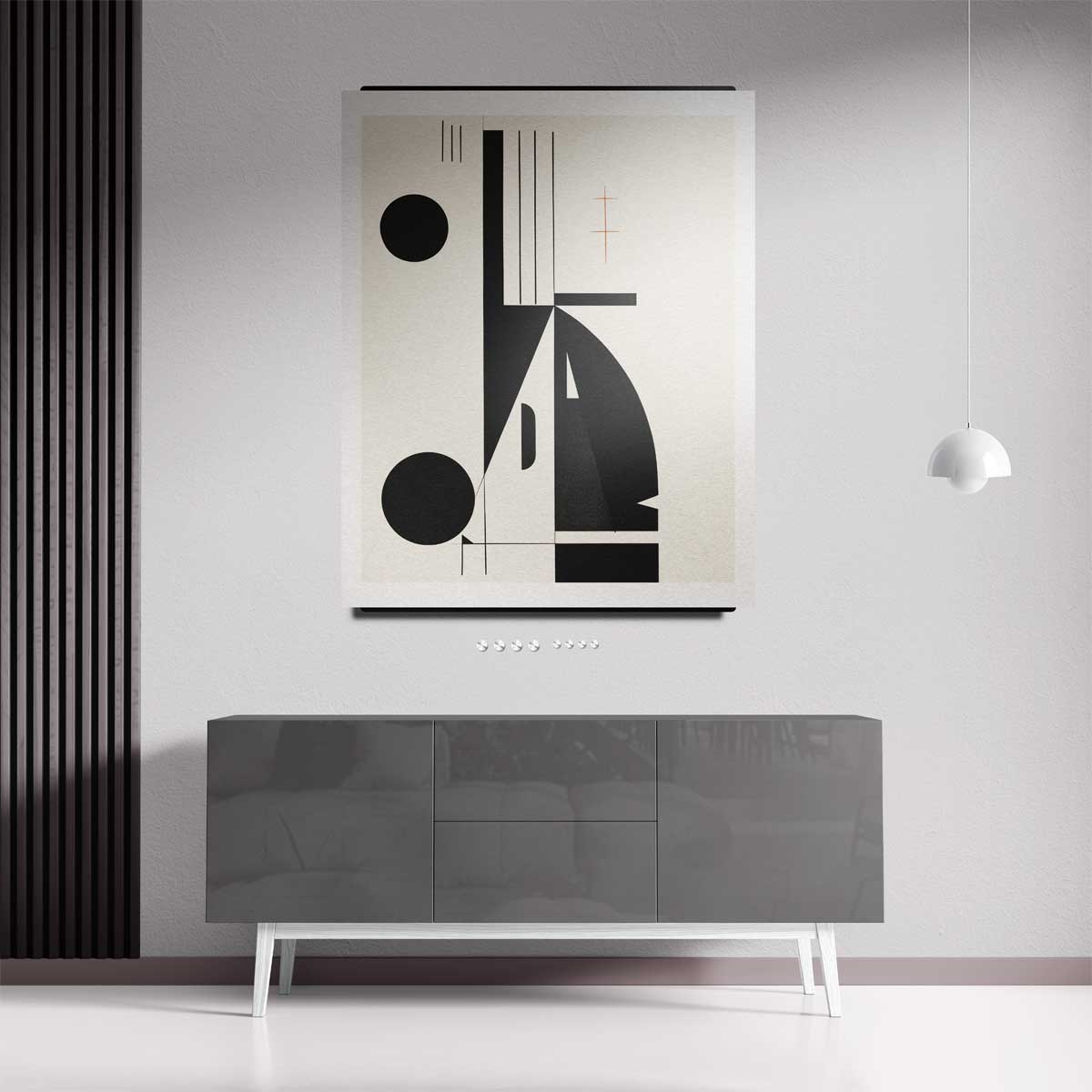Geometrische Harmonie in Zwart en Wit Kunstwerk-canvas-dibond-plexiglas-wanddecoratie-WallArtistic