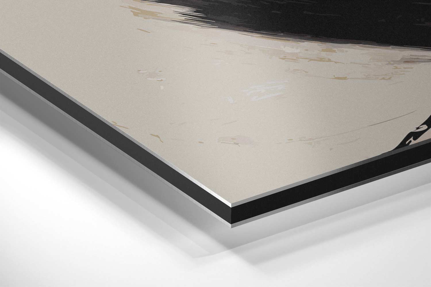 Dynamische Bewegingen in Beigetinten Kunstwerk-canvas-dibond-plexiglas-wanddecoratie-WallArtistic