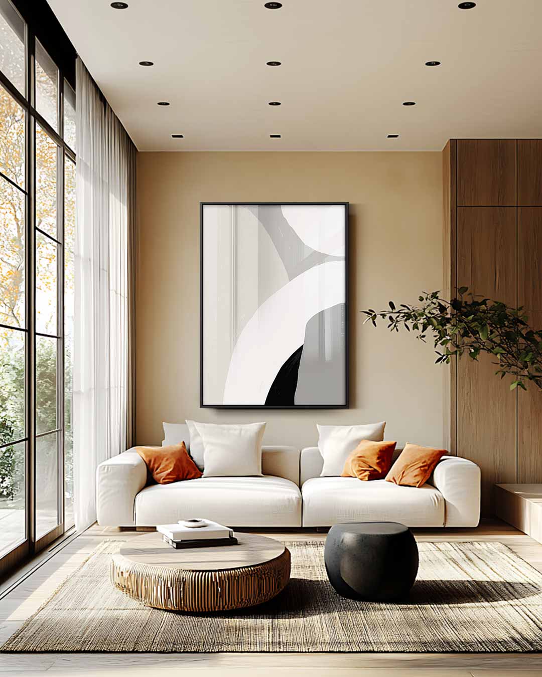 Zacht Aardetinten Abstract Kunstwerk-canvas-dibond-plexiglas-wanddecoratie-WallArtistic
