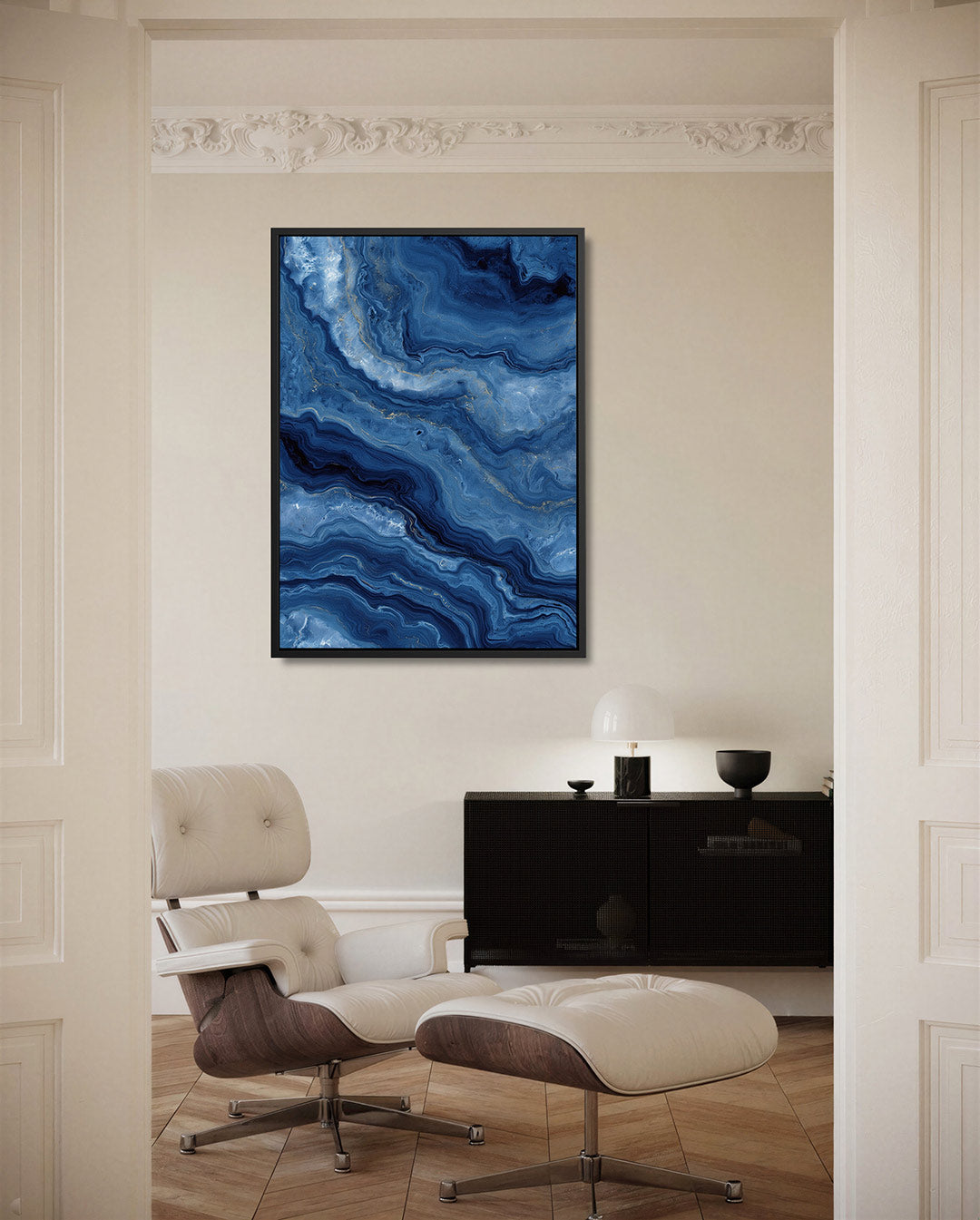 Golvende blauwe patronen Kunstwerk