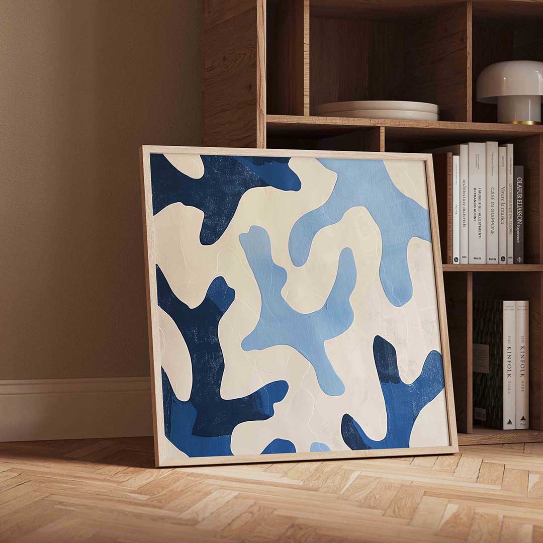 Abstracte blauwe vormen Poster