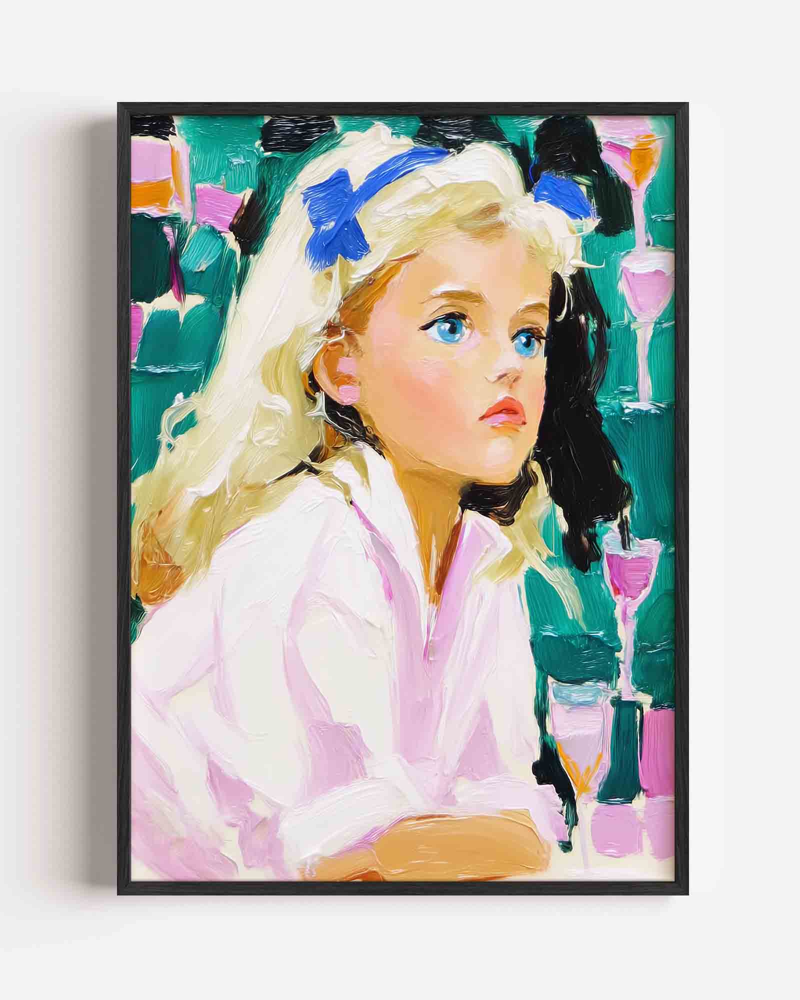 Meisje met blauwe strik Poster