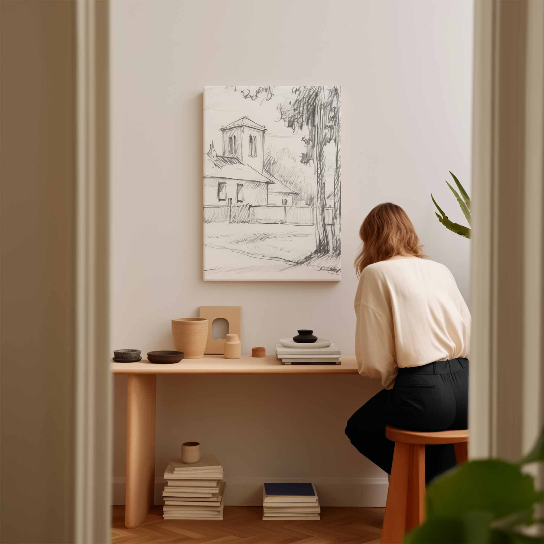 Rustiek Dorpstafereel Kunstwerk-canvas-dibond-plexiglas-wanddecoratie-WallArtistic