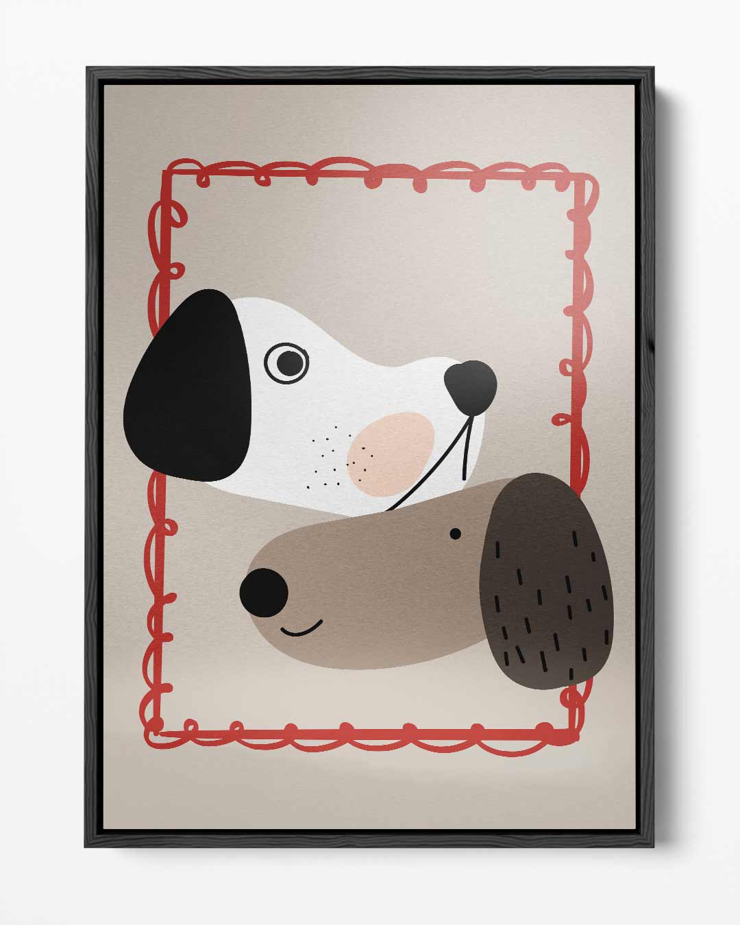 Vrolijke Hondenportret Illustratie Kunstwerk-canvas-dibond-plexiglas-wanddecoratie-WallArtistic