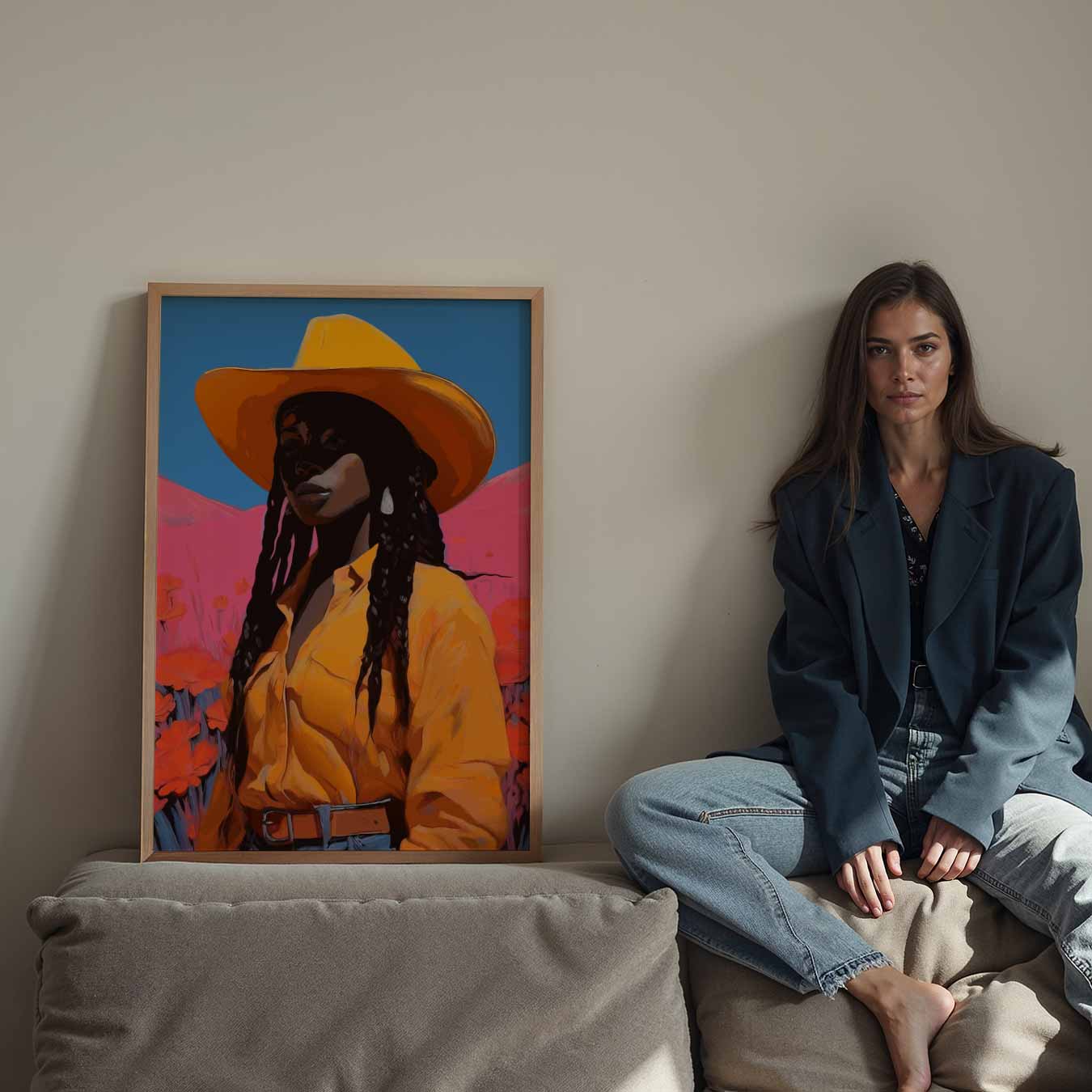 Vrouwelijke Cowboy Vibes Poster