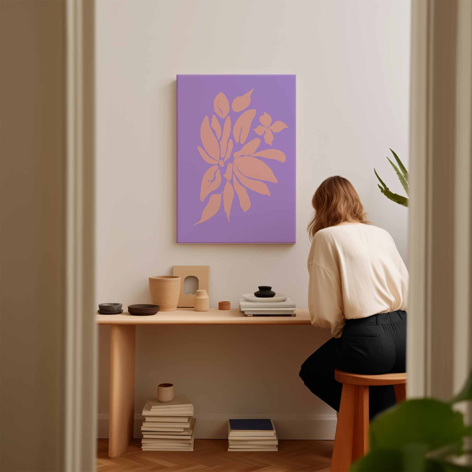 Bloemenpracht op Paars Kunstwerk-canvas-dibond-plexiglas-wanddecoratie-WallArtistic