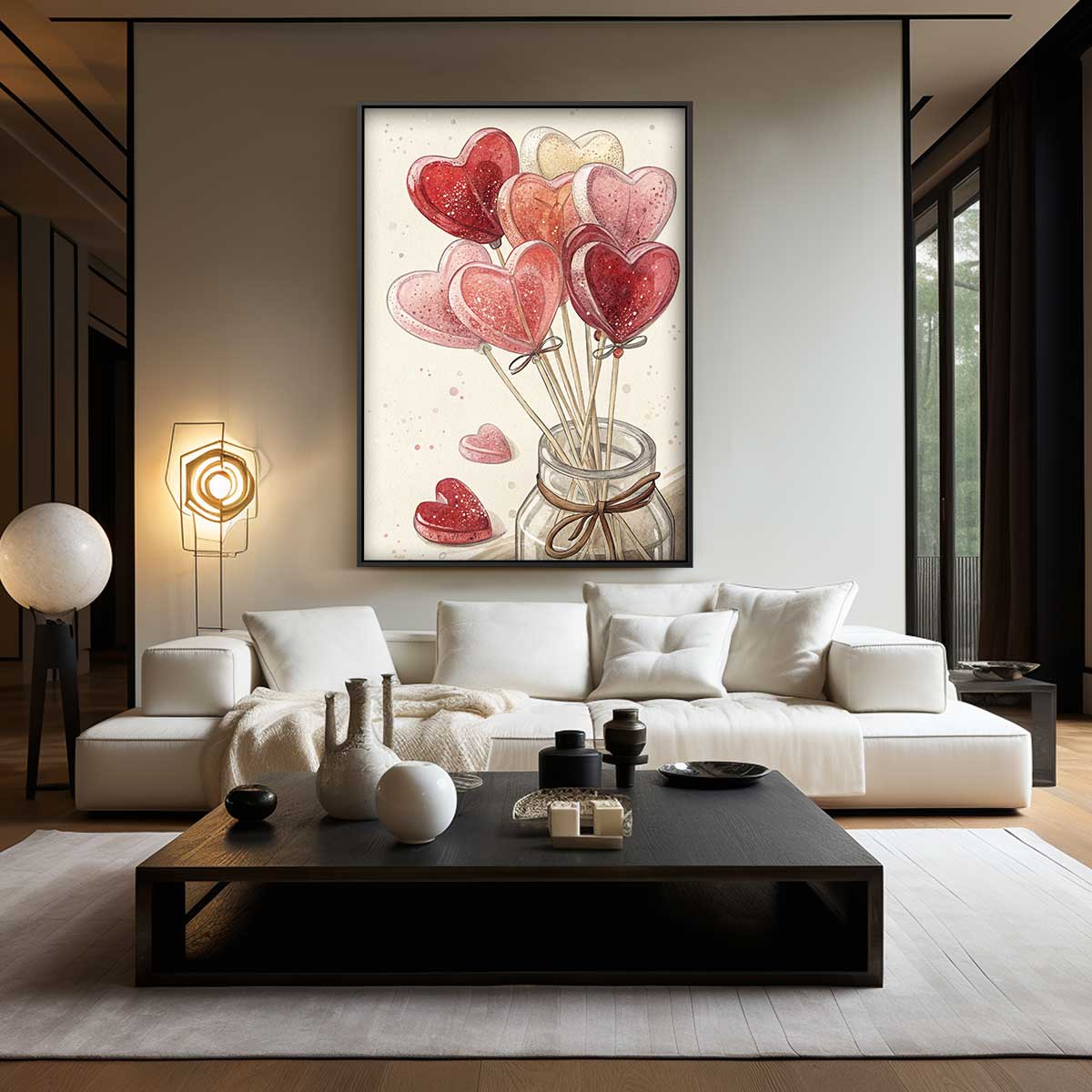 Hartvormige Snoeplollies in Pot Kunstwerk-canvas-dibond-plexiglas-wanddecoratie-WallArtistic