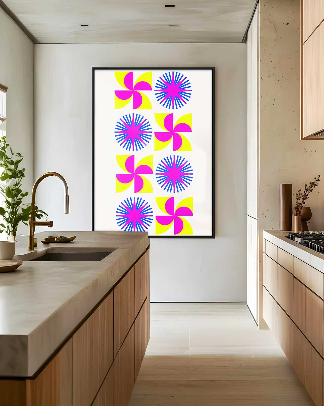 Kleurrijke Geometrische Expressie Kunstwerk-canvas-dibond-plexiglas-wanddecoratie-WallArtistic