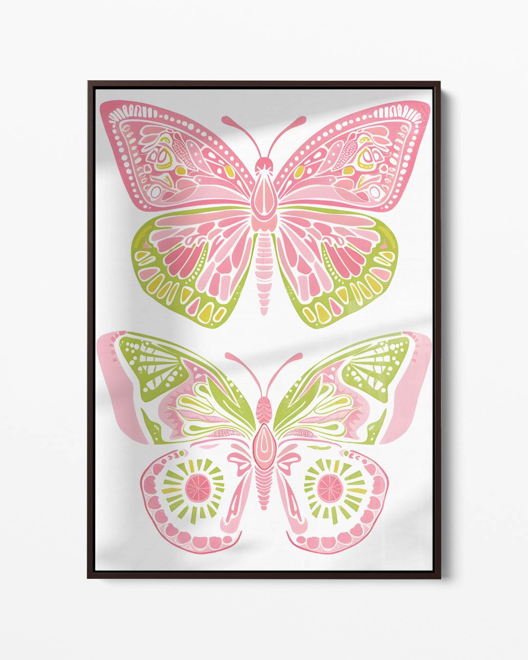 Vlinderdroom in Roze en Groen Kunstwerk-canvas-dibond-plexiglas-wanddecoratie-WallArtistic