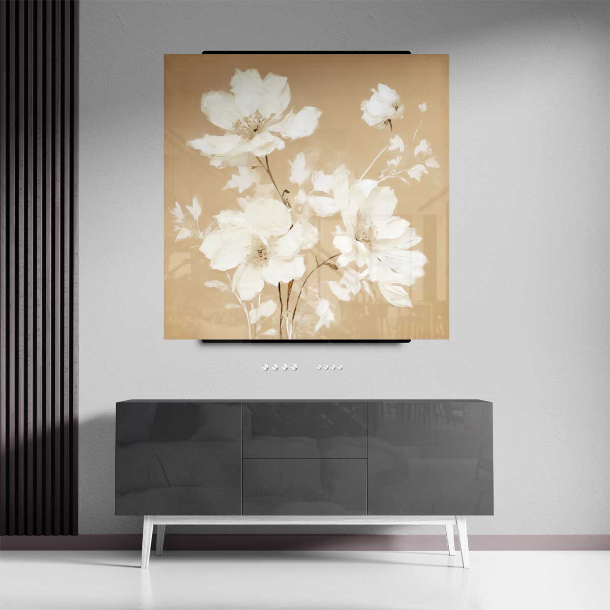 Zachte Bloemsymfonie in Neutrale Kleuren Kunstwerk-canvas-dibond-plexiglas-wanddecoratie-WallArtistic