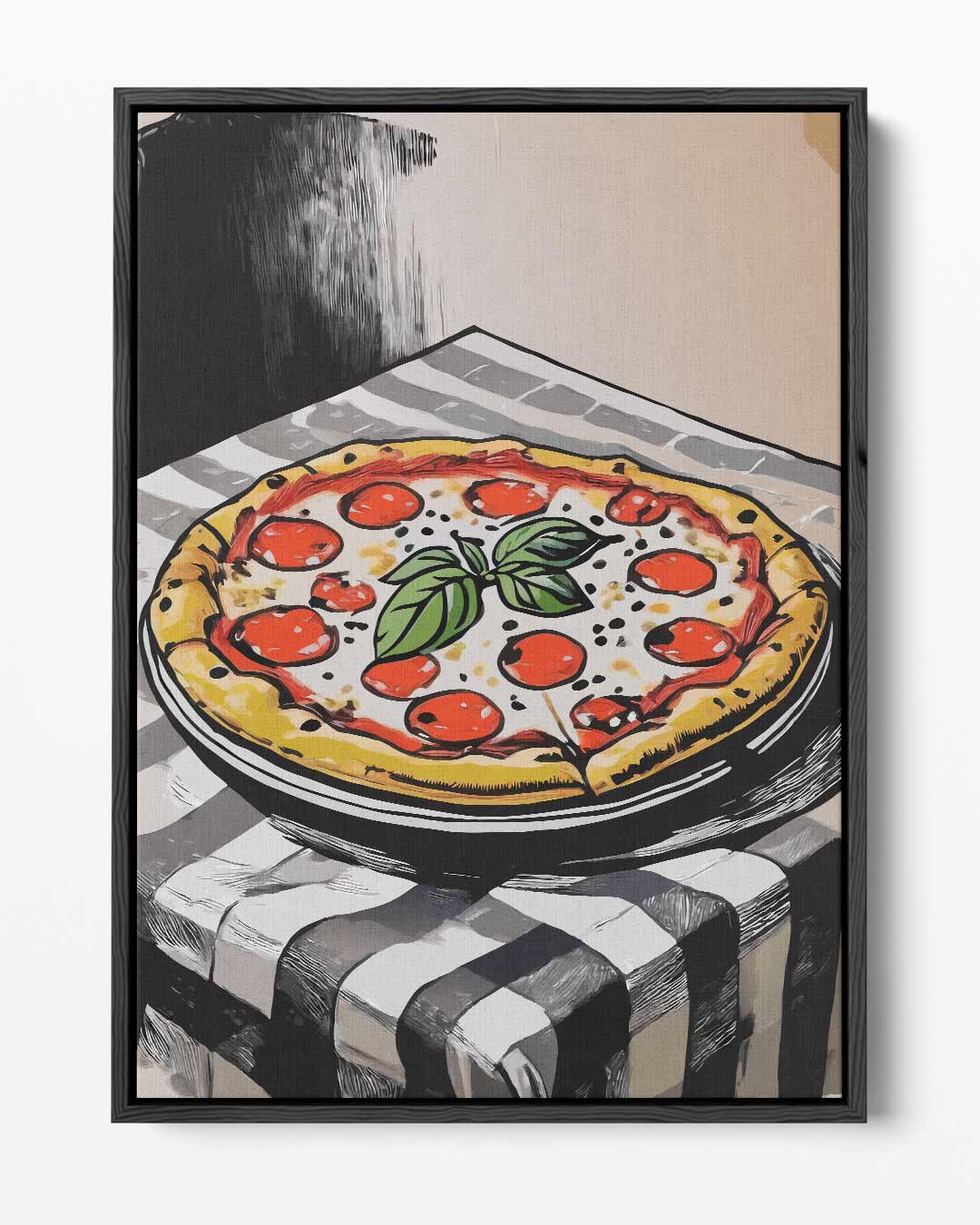 Pizza op Tafel Schilderij Kunstwerk-canvas-dibond-plexiglas-wanddecoratie-WallArtistic