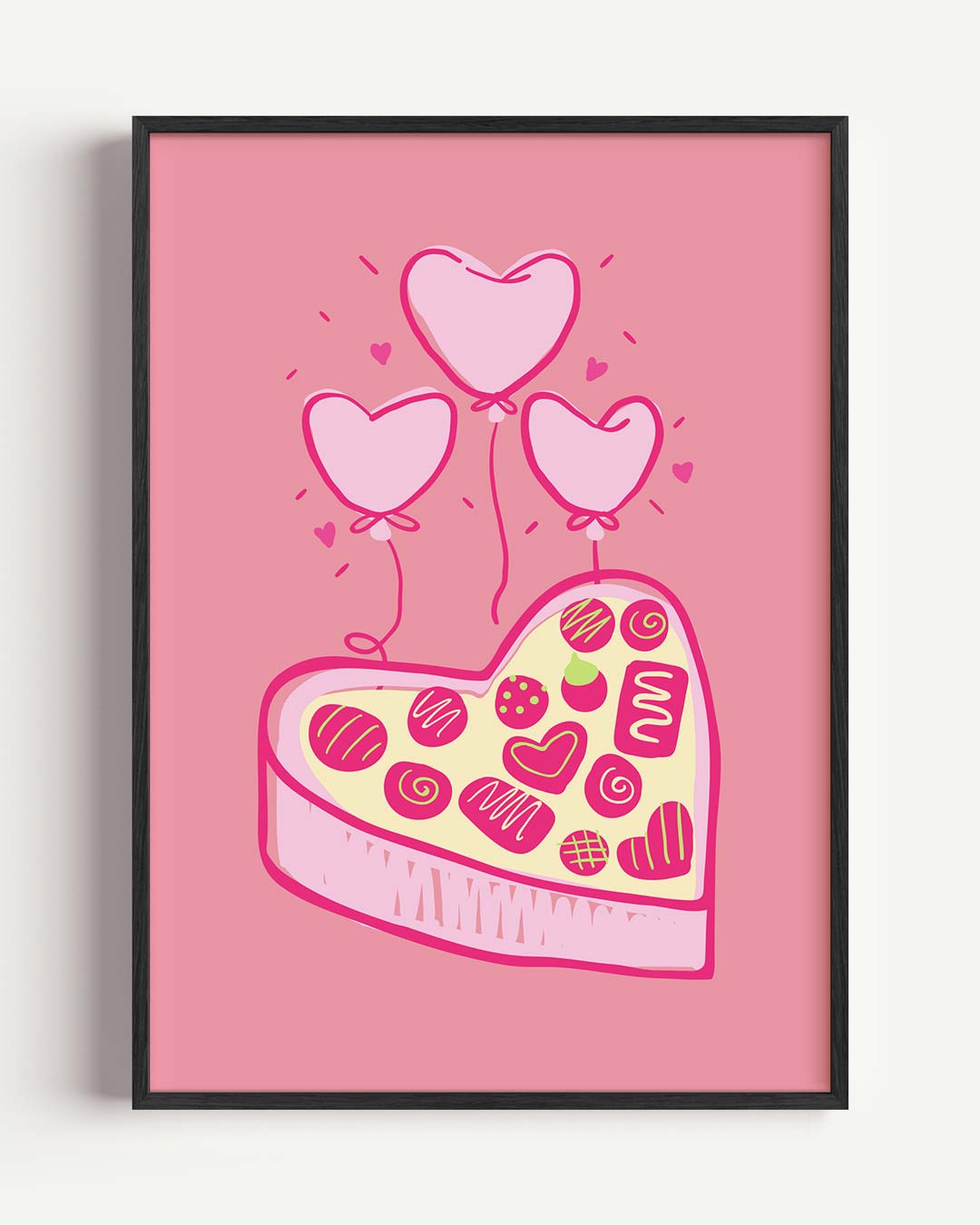Hart en Chocolade Ballonnen Poster