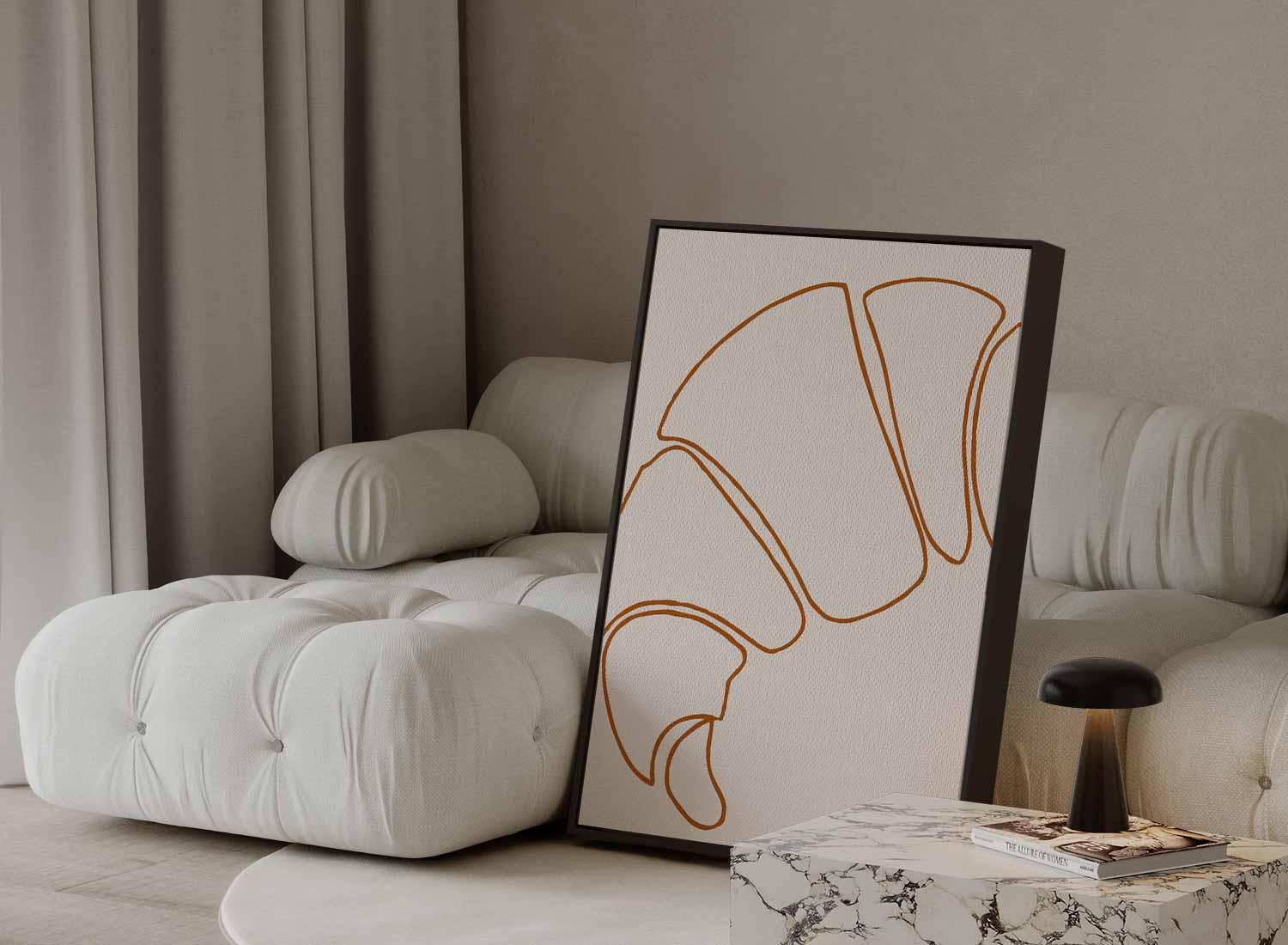 Simpele Croissant Sketch Kunstwerk-canvas-dibond-plexiglas-wanddecoratie-WallArtistic