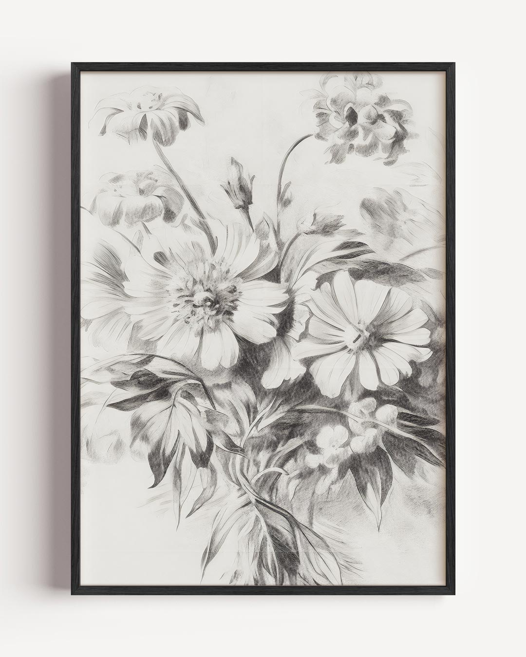 Elegante Bloemenpotloodschets Poster-WallArtistic