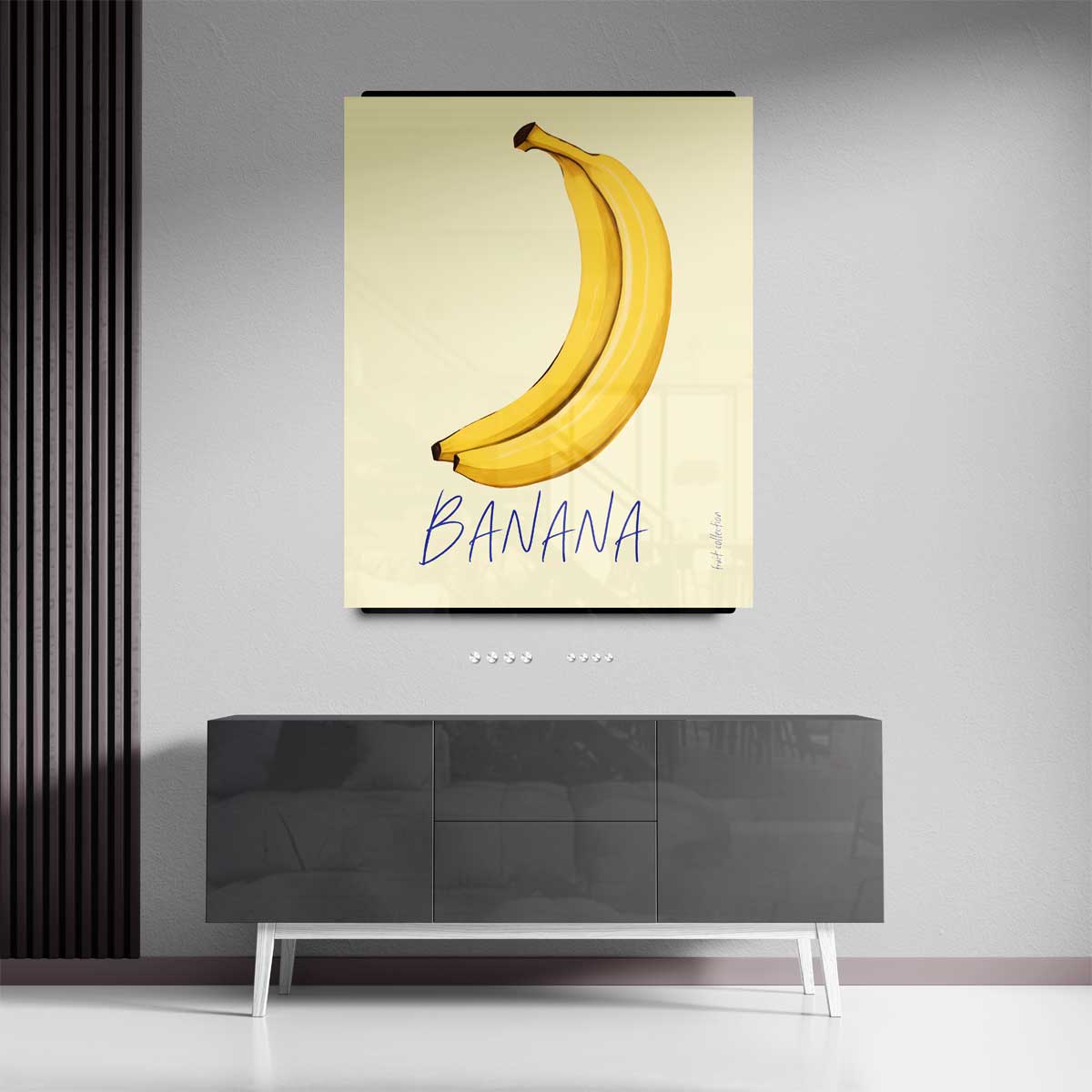 Kleurrijke Bananenillustratie Kunstwerk-canvas-dibond-plexiglas-wanddecoratie-WallArtistic
