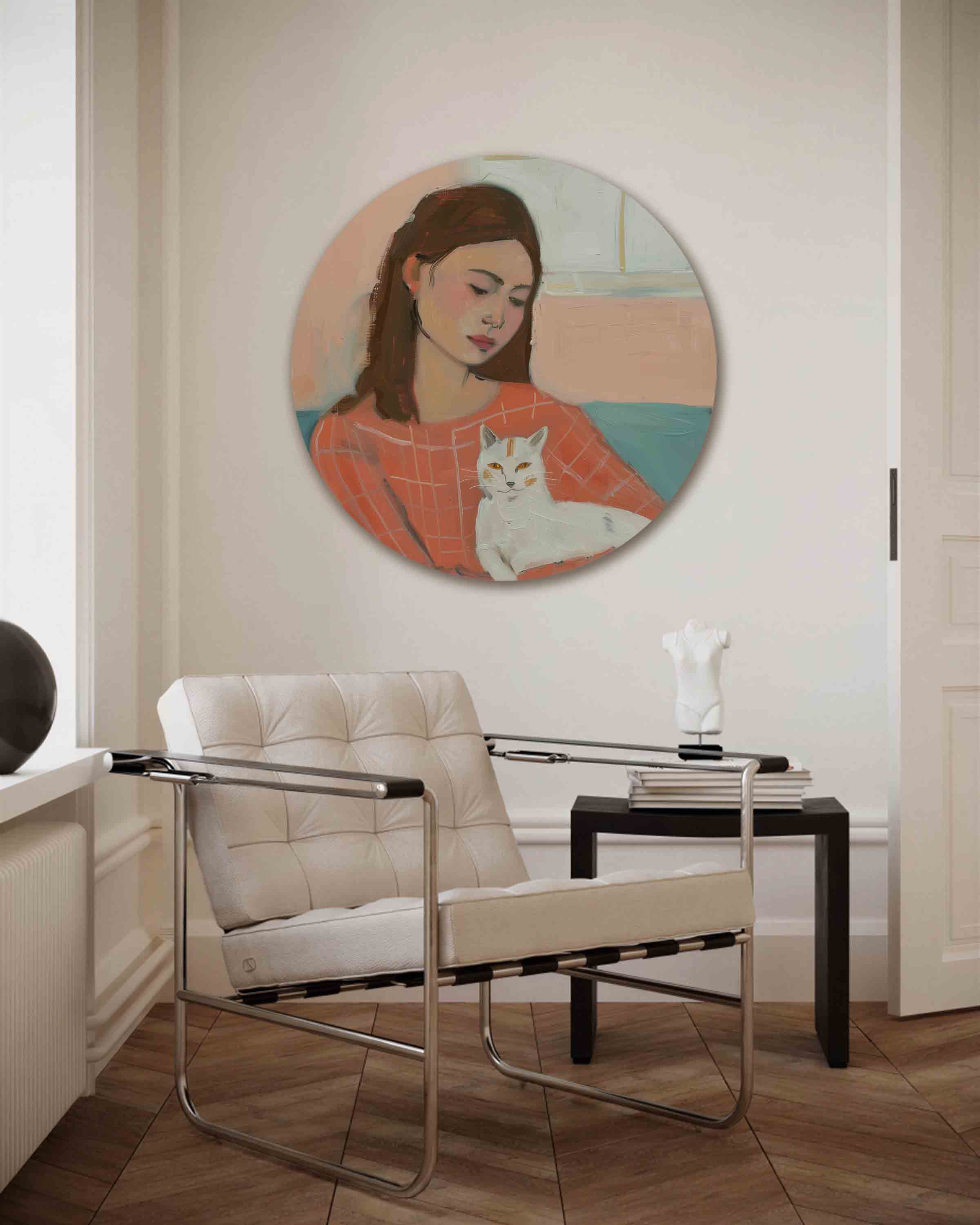 Vrouw met kat Muurcirkel