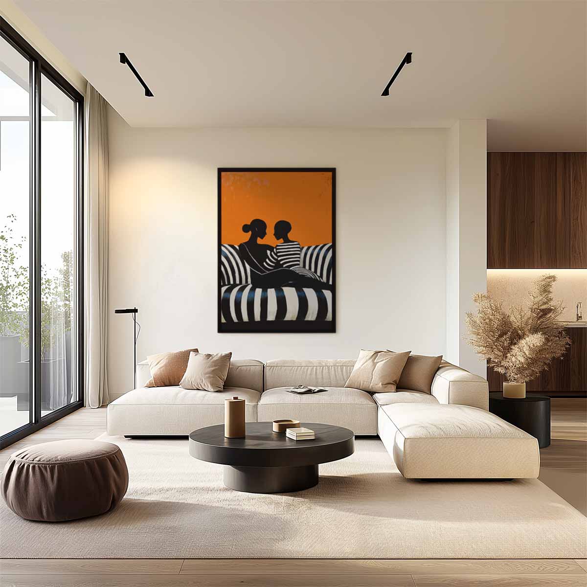 Samenspel van Silhouetten Kunstwerk-canvas-dibond-plexiglas-wanddecoratie-WallArtistic