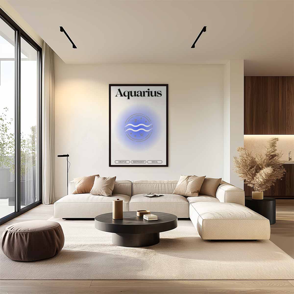 Aquarius Zodiac Illustratie Kunstwerk-canvas-dibond-plexiglas-wanddecoratie-WallArtistic